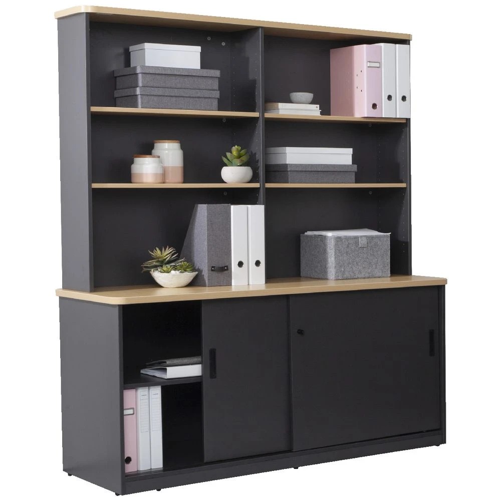 2 Toro 1500mm Sliding Door Credenza with Hutch Desks, Tables and Workstations, 2 of 5