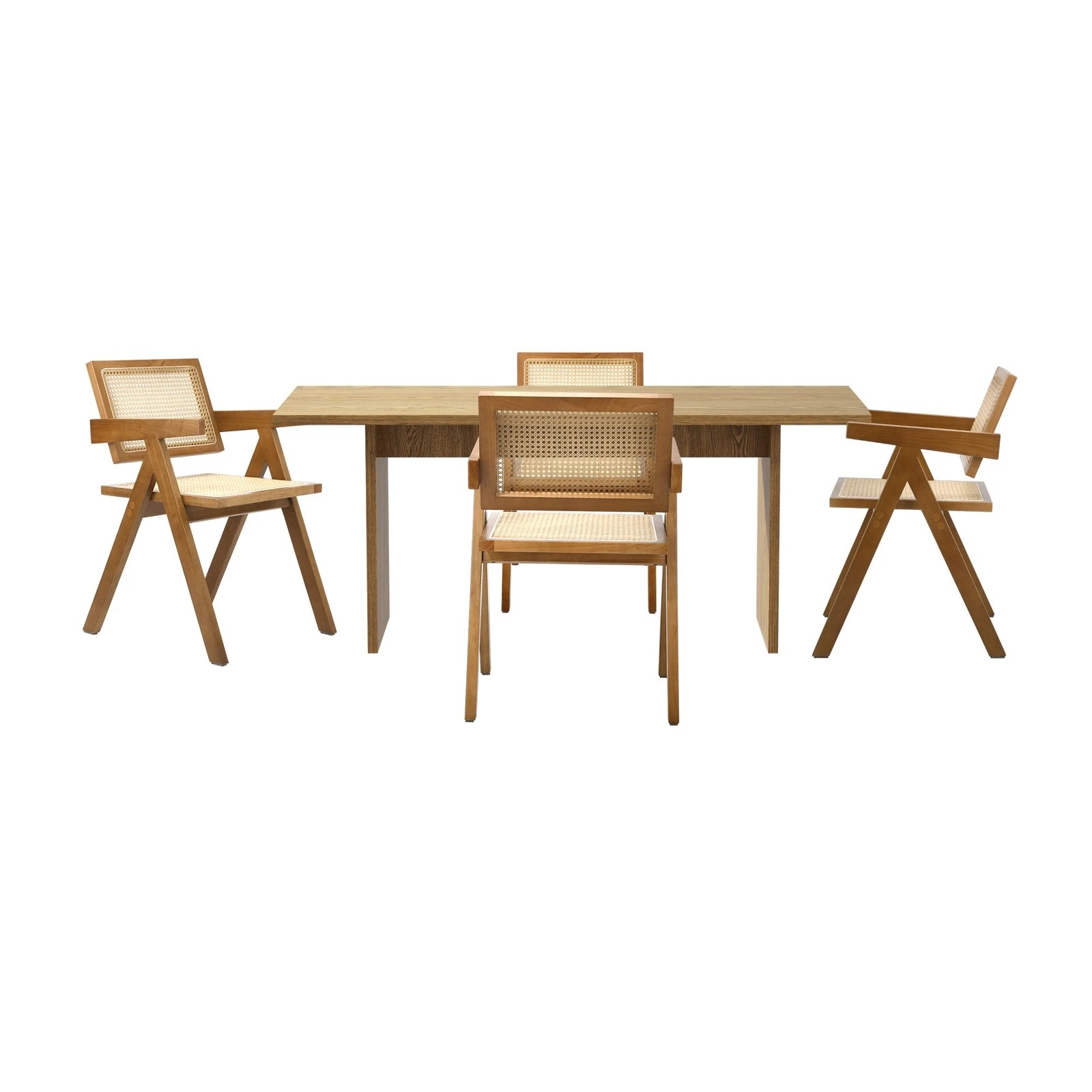 6 Oikiture 180cm Rectangular Dining Table With 4pcs Dining Chairs Wooden Walnut
 - Natural, 6 of 10