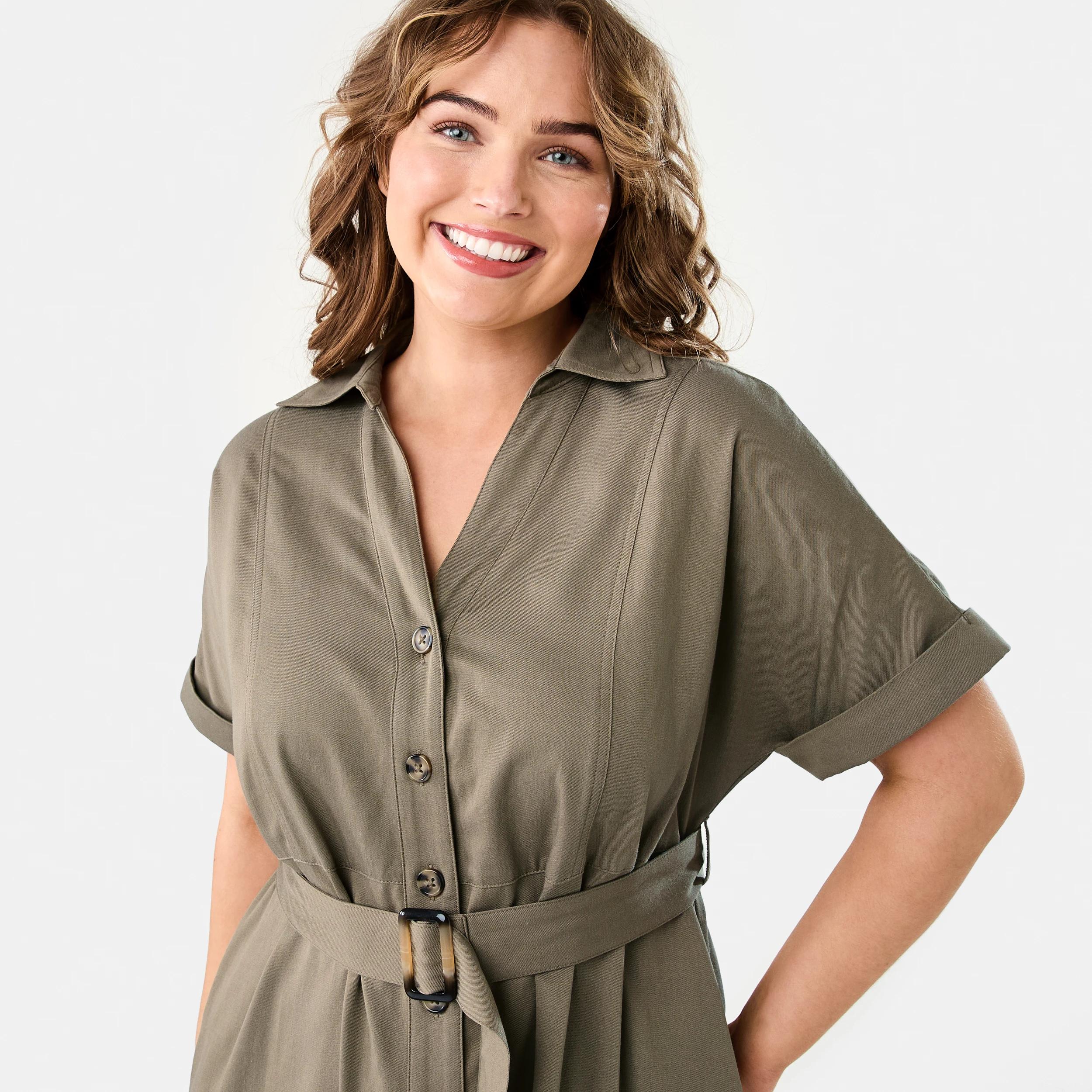 5 Short Sleeve Button Through Midi Dress PAVEMENT GREY, 5 of 9