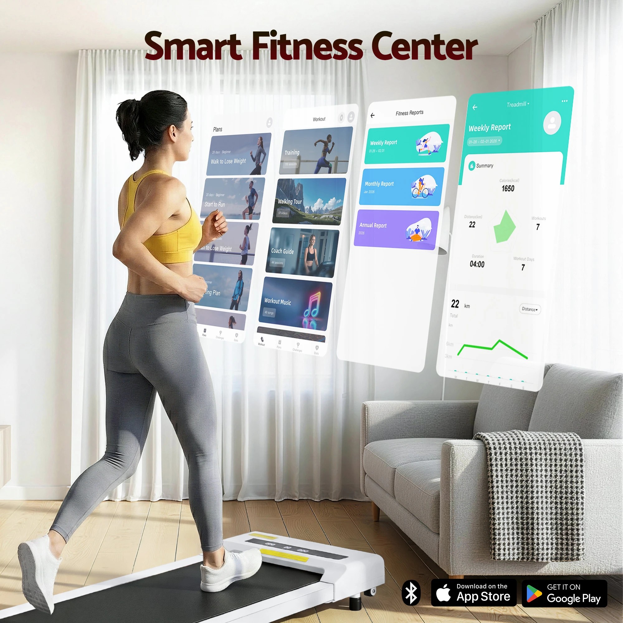 4 Everfit Treadmill Electric Walking Pad Under Desk Home Gym Fitness 360mm - White, 4 of 7