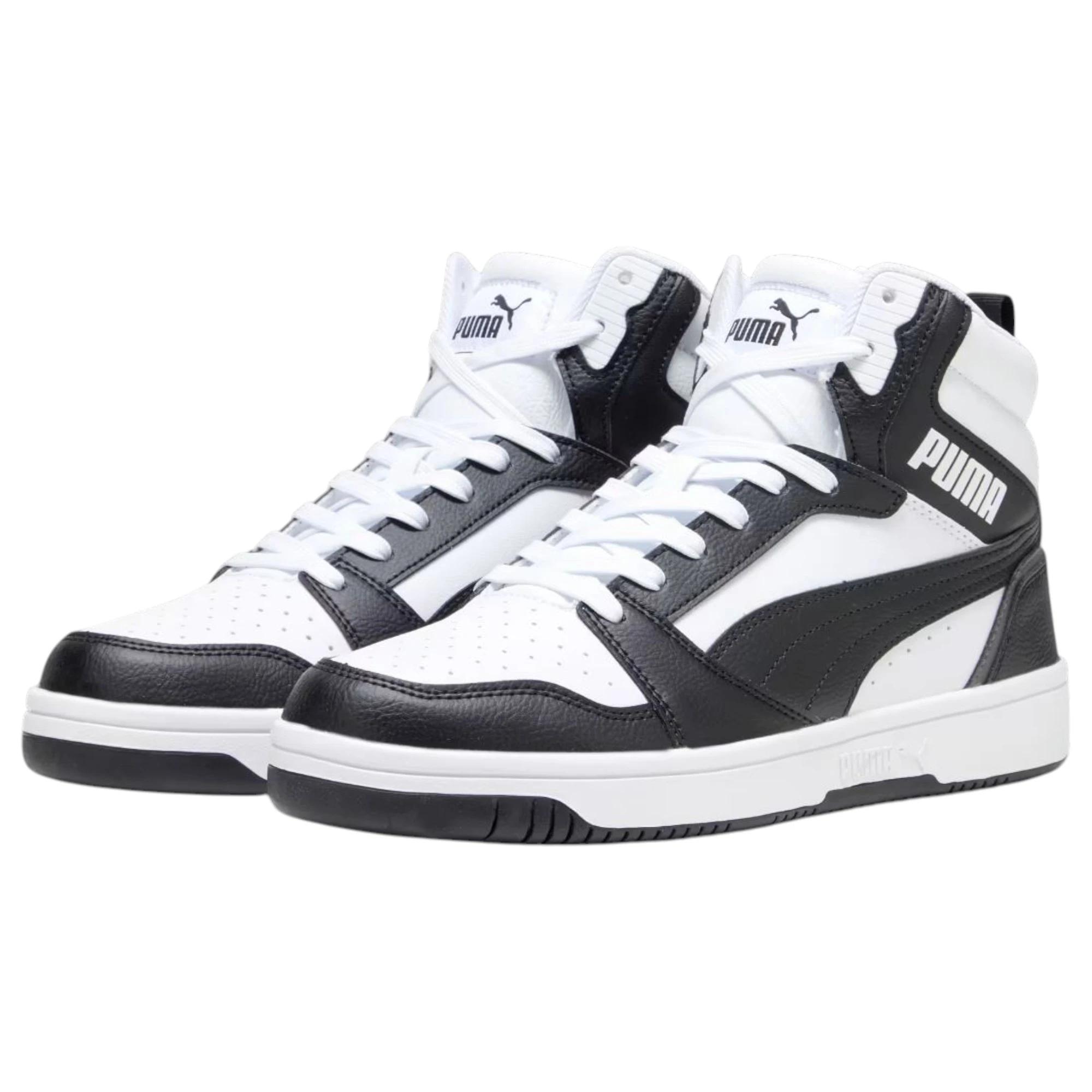 3 Puma Mens Rebound V6 Sneakers White/ Black Shoes WHITE/BLACK, 3 of 7