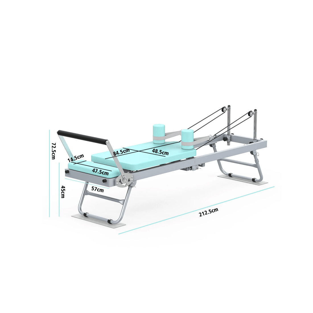 7 Advwin Foldable Pilates Reformer Machine Exercise Equipment with Wheels Cyan, 7 of 7