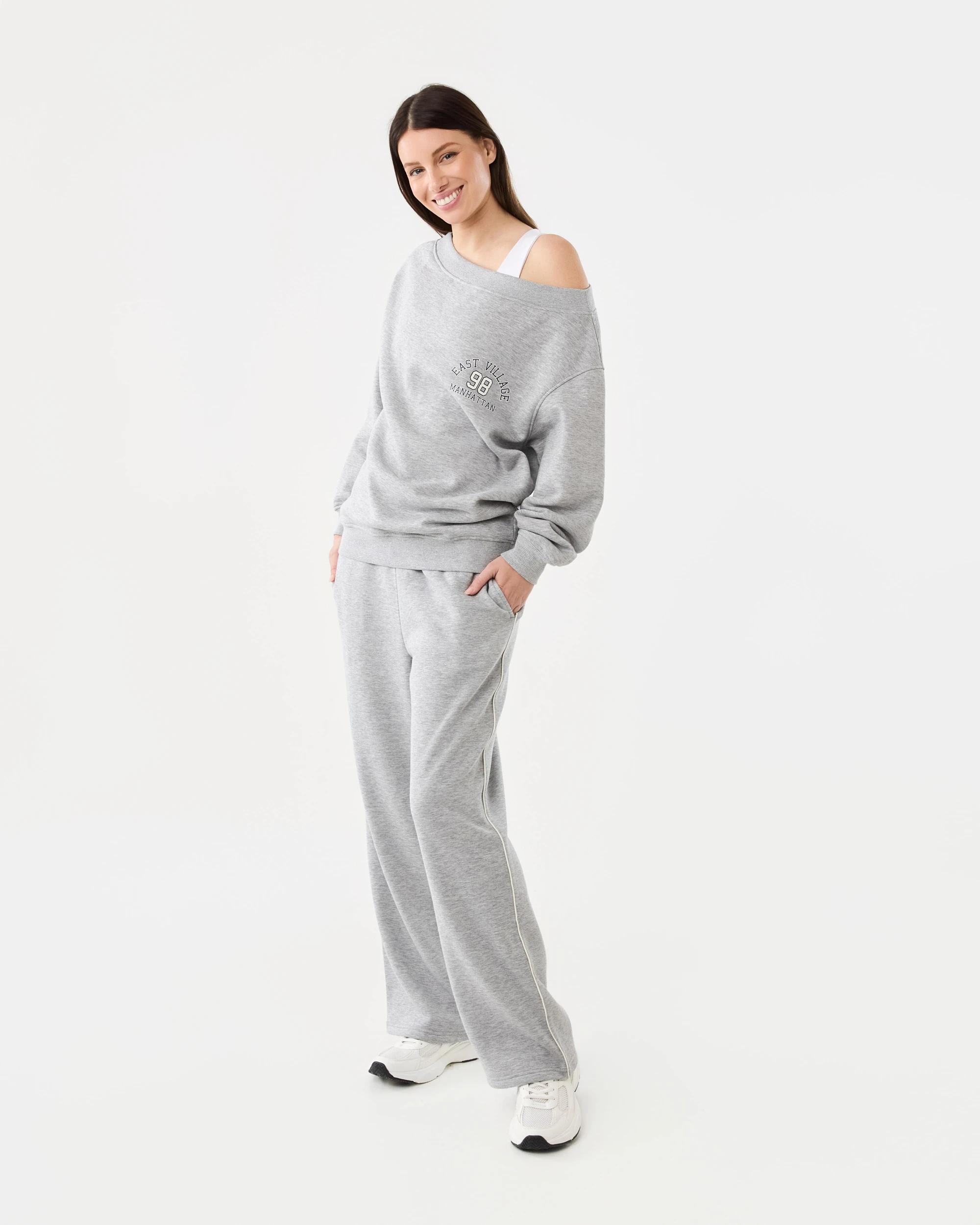 7 Piping Wide Leg Trackpants Grey Marle, 7 of 7