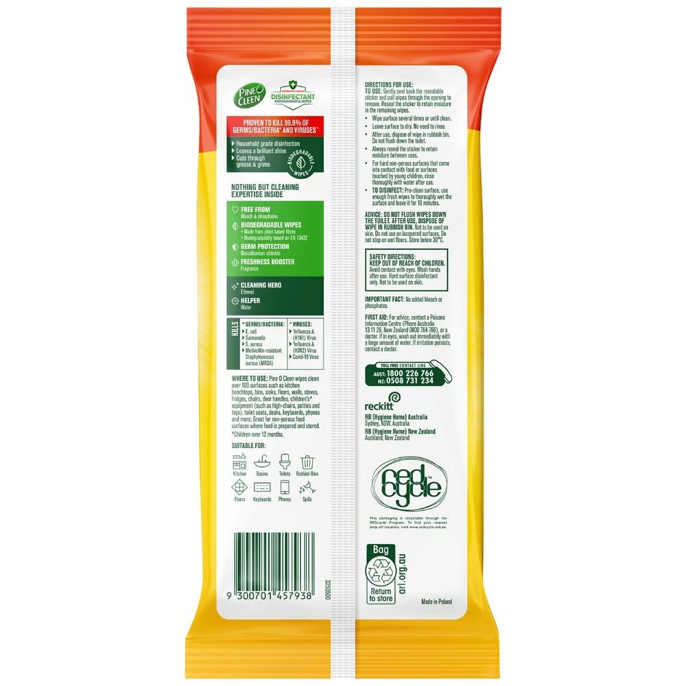 3 Pine O Cleen Disinfectant Surface Wipes Lemon Lime 110 Pack, 3 of 6