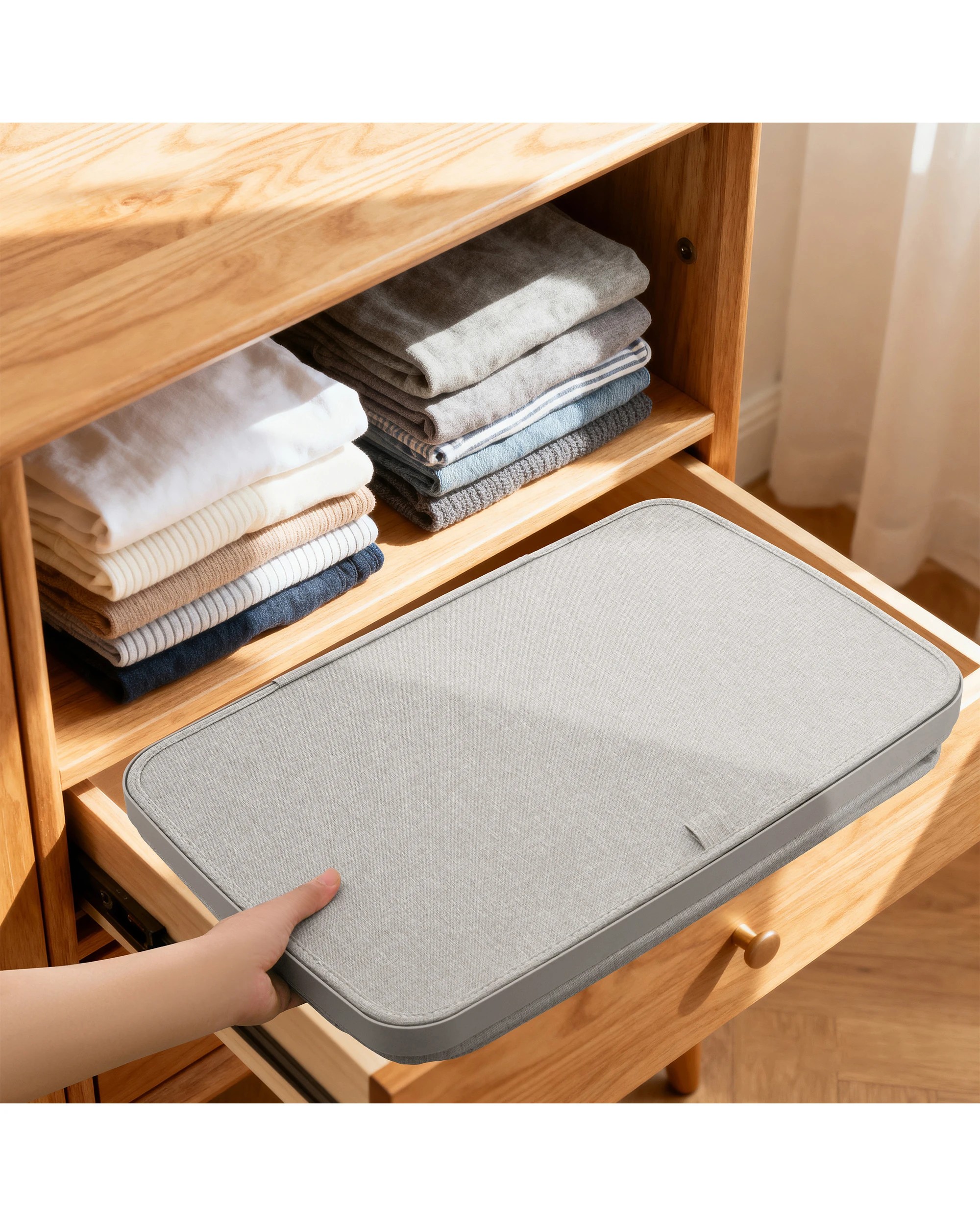 5 Sherwood Voyager 2-Section Laundry Hamper 100L Faux Linen 56x40x67cm - Grey, 5 of 8