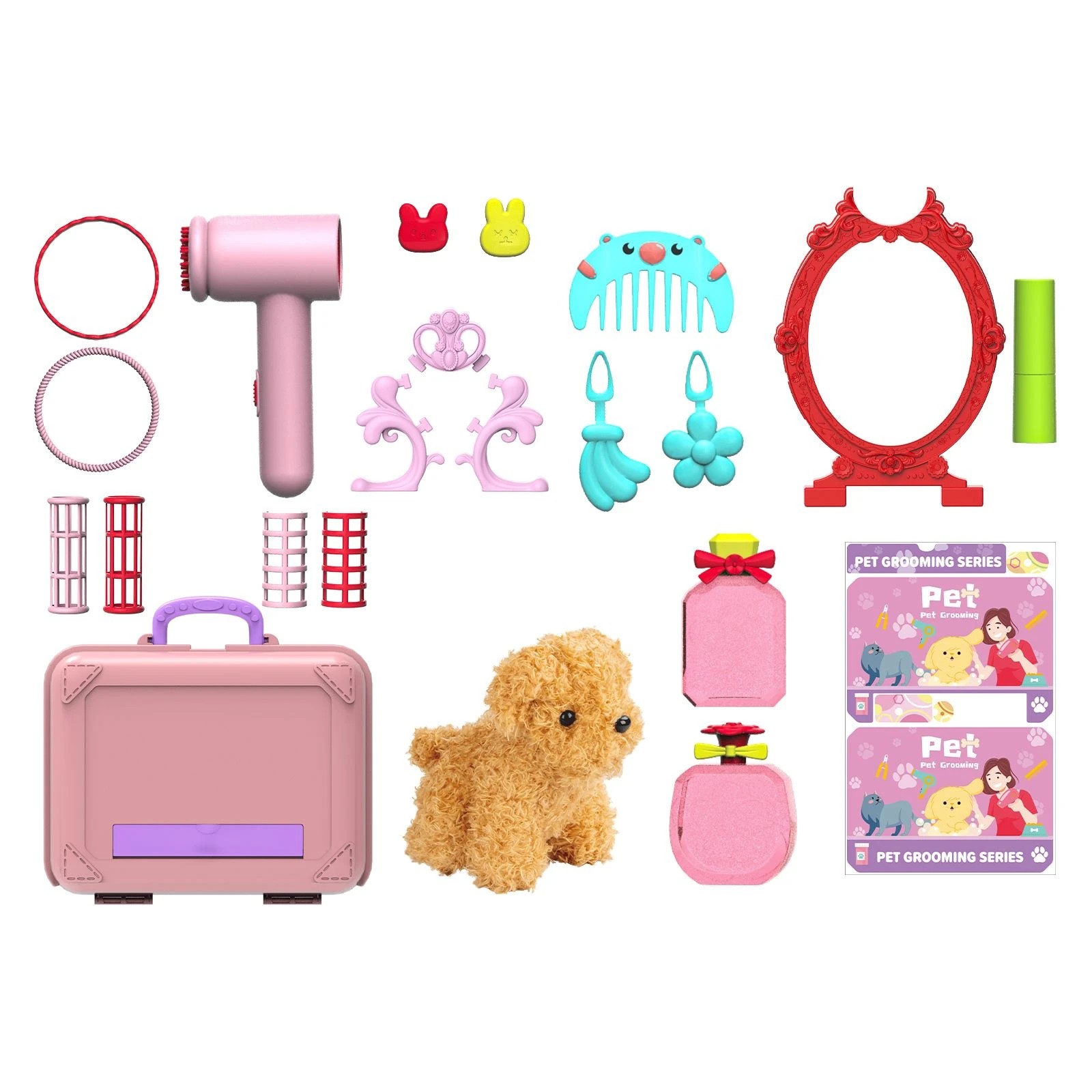 3 Ausway 22-Piece Pet Care Grooming Toy Set with Carry Case & Plush Dog, 3 of 6