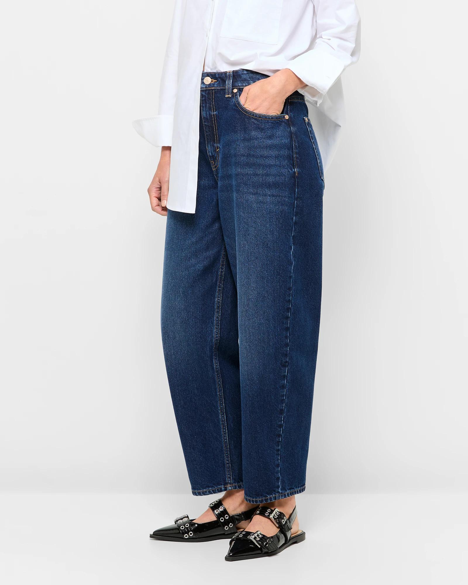 3 Target Relaxed High Rise Crop Length Barrel Leg Denim Jeans ORIGINAL INDIGO, 3 of 5