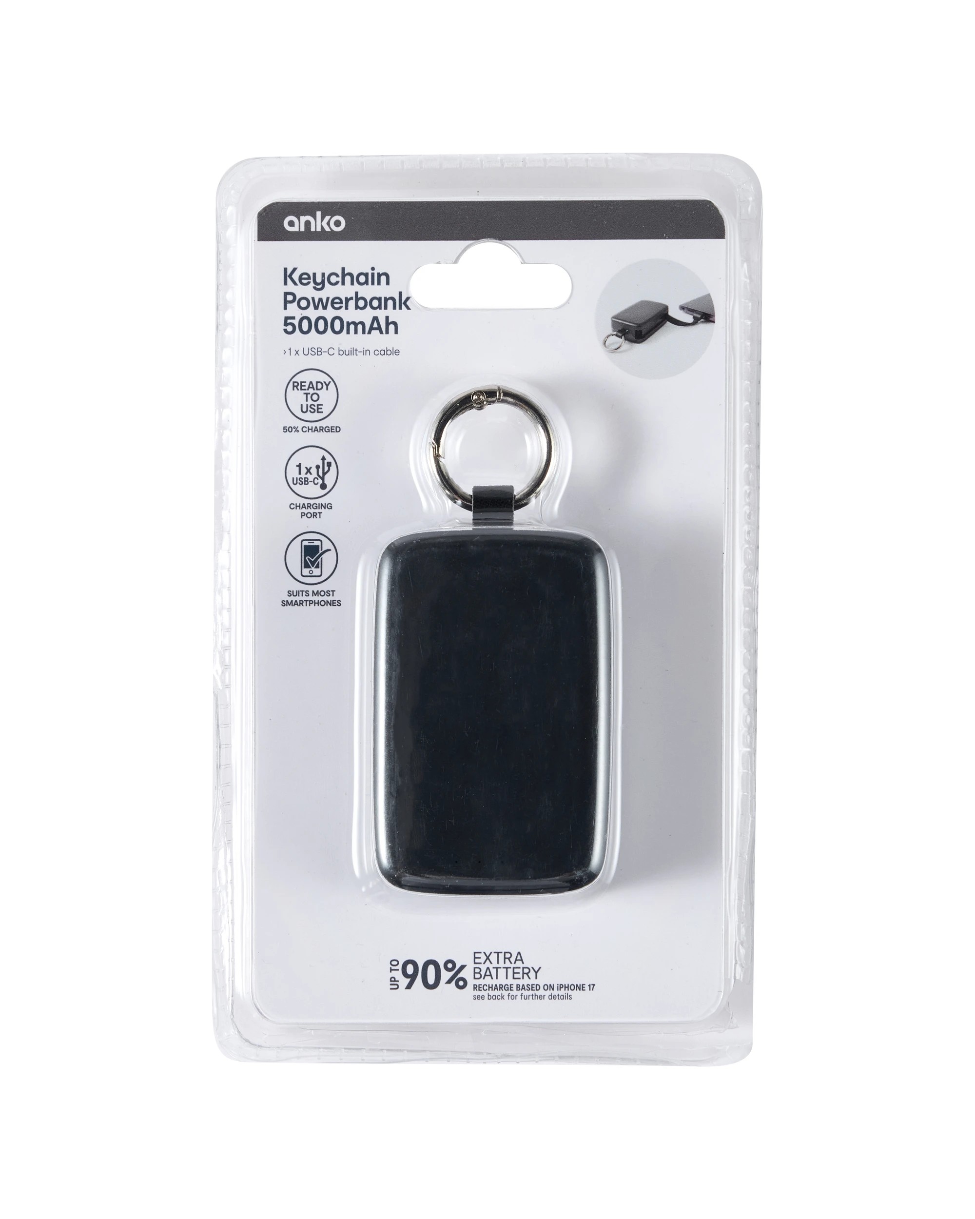 7 5000mAh Keychain Powerbank - Black, 7 of 8