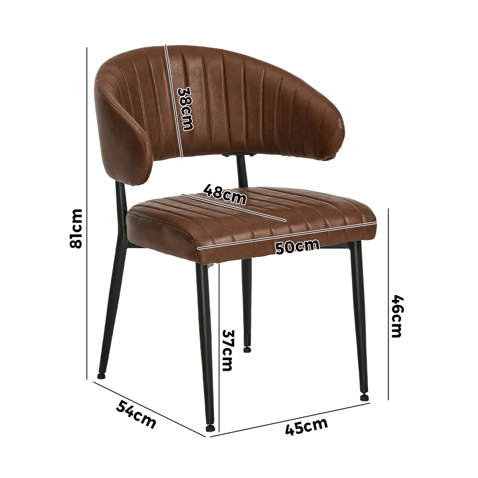 2 Oikiture 2x PU Leather Dining Chair Kitchen Padded Seat - Brown, 2 of 9