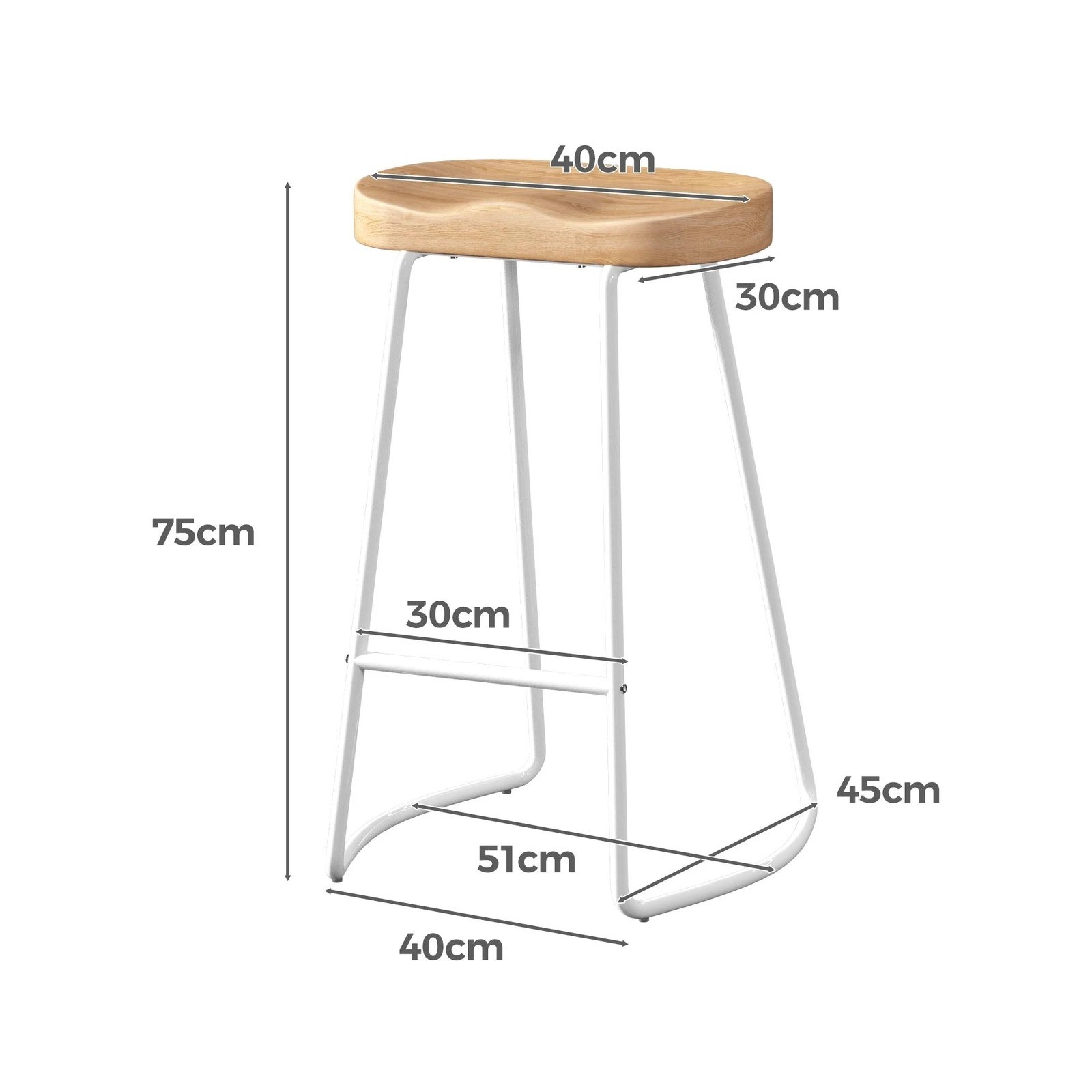 9 Alfordson 2x Bar Stools 75cm Tractor Kitchen Wooden Vintage Retro Chair - Natural, 9 of 10