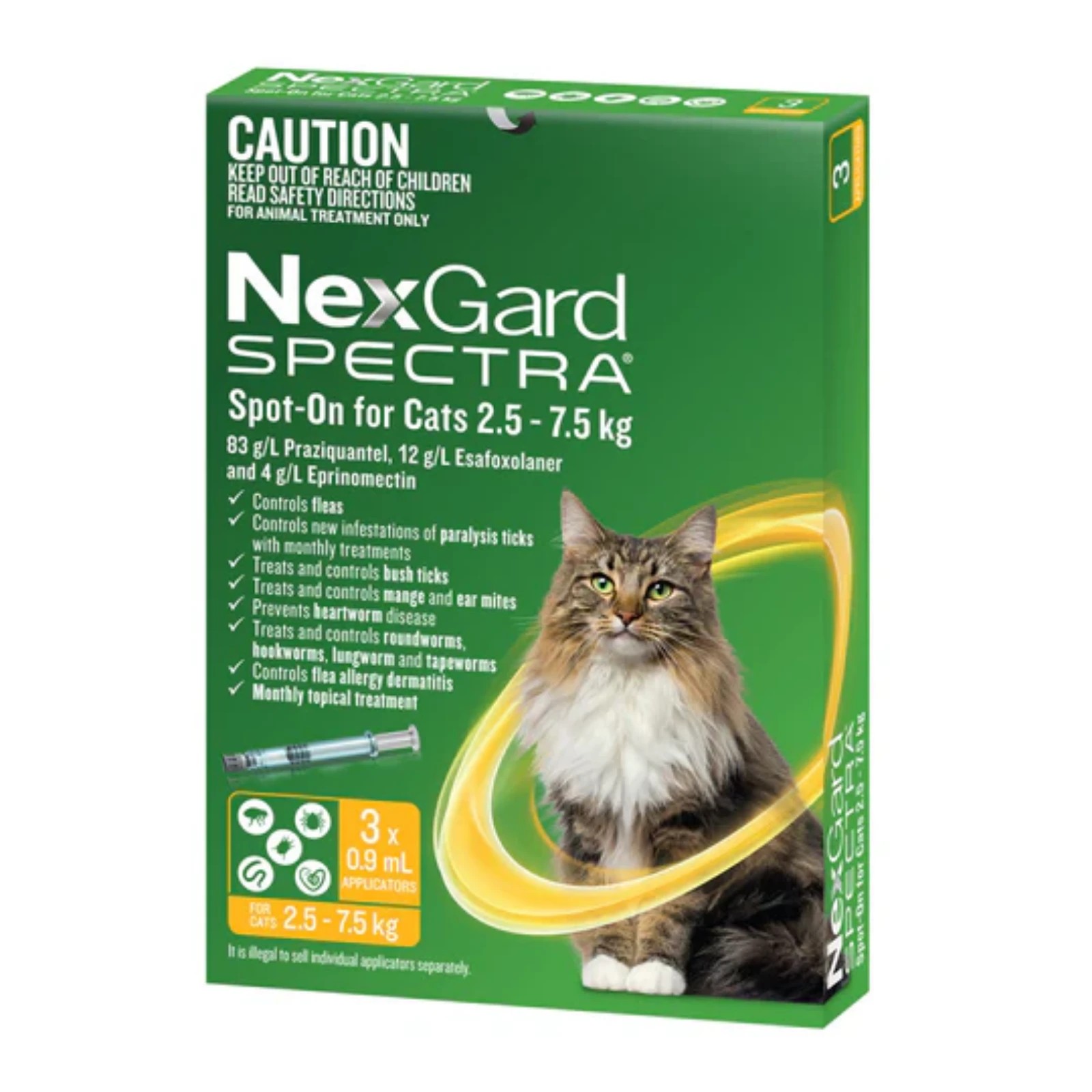 1 Nexgard Spectra Spot-on For Cats (2.5 - 7.5 Kg) - 3pack, 1 of 2