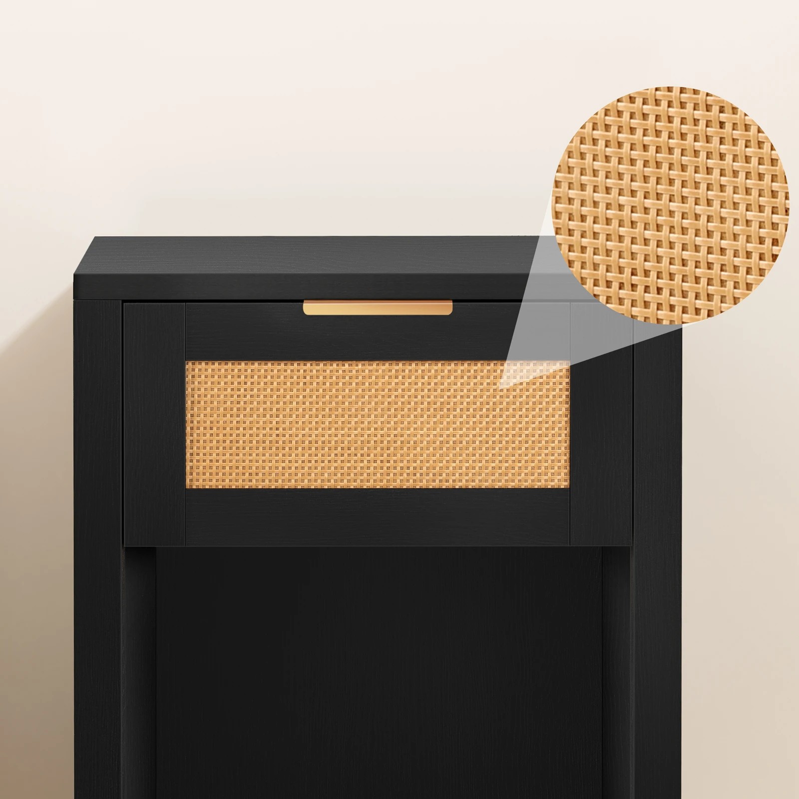 7 Alfordson 2x Bedside Table 1 Drawer Storage Shelf - Black, 7 of 10