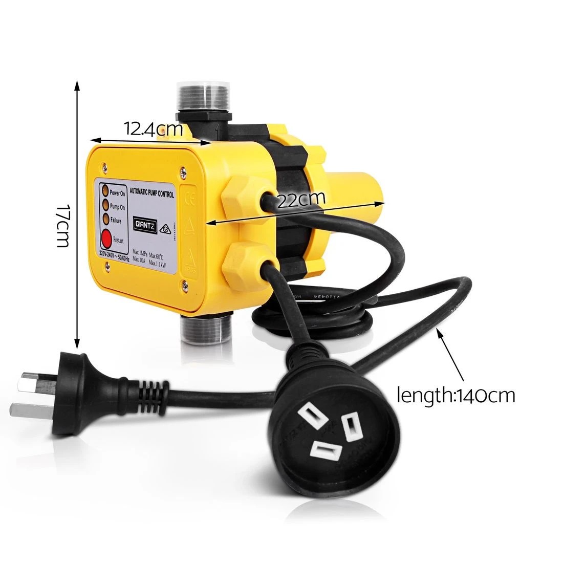 2 Giantz Water Pressure Pump Controller Auto Switch Control Electric Electronic - Yellow, 2 of 8