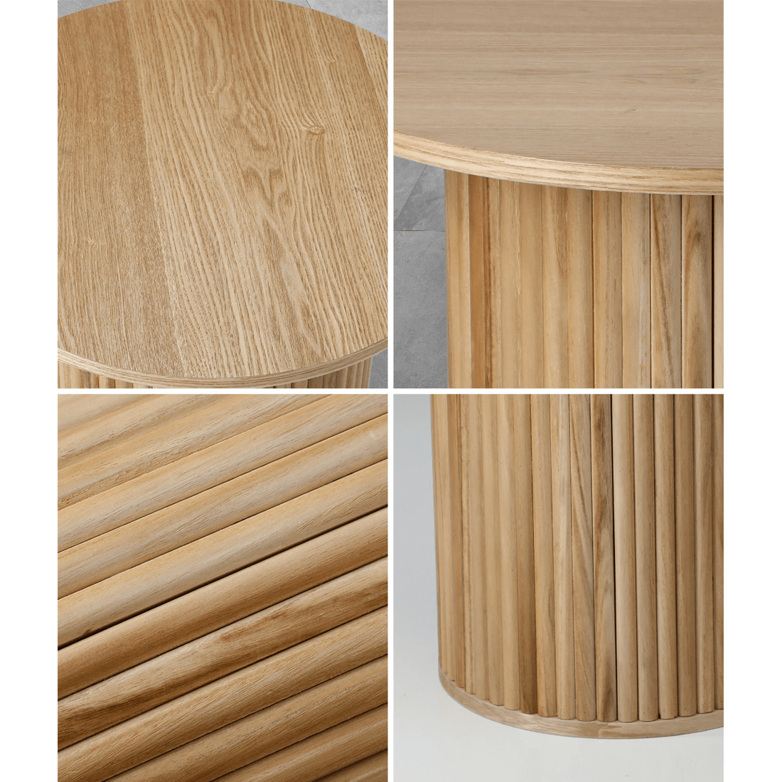 5 Oikiture Coffee Table Side End Tables Sofa Desk Bedside Round
 - Natural, 5 of 10