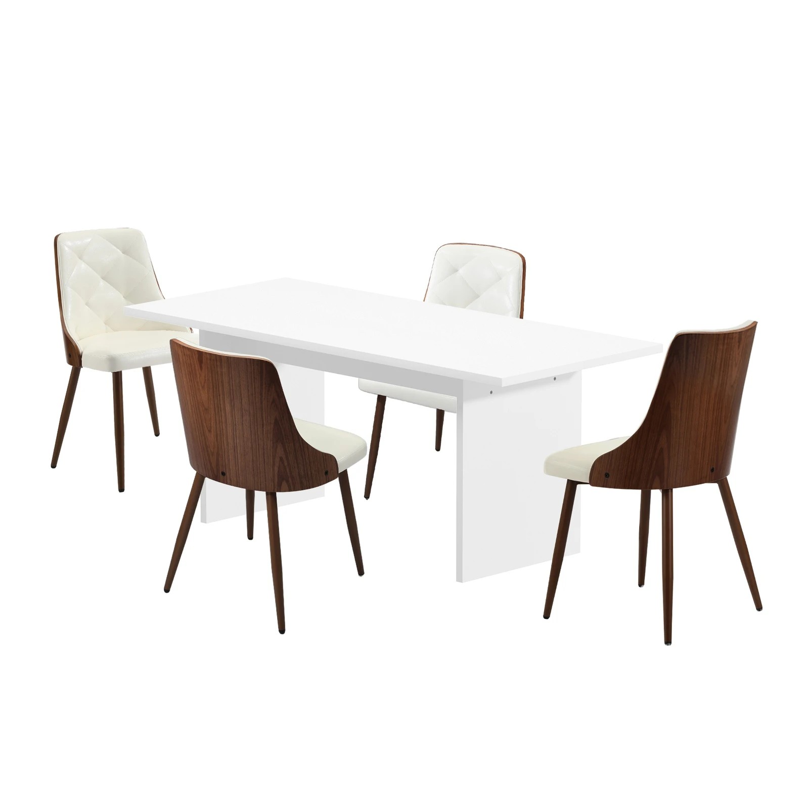 9 Oikiture 4-Seater Rectangular Dining Table and Chairs Wooden Kitchen Dining Set - White, 9 of 10
