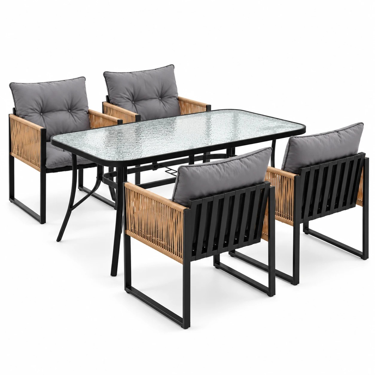 Gardeon 5PC Outdoor Dining Set 140CM Table and Chairs Patio Furniture ...