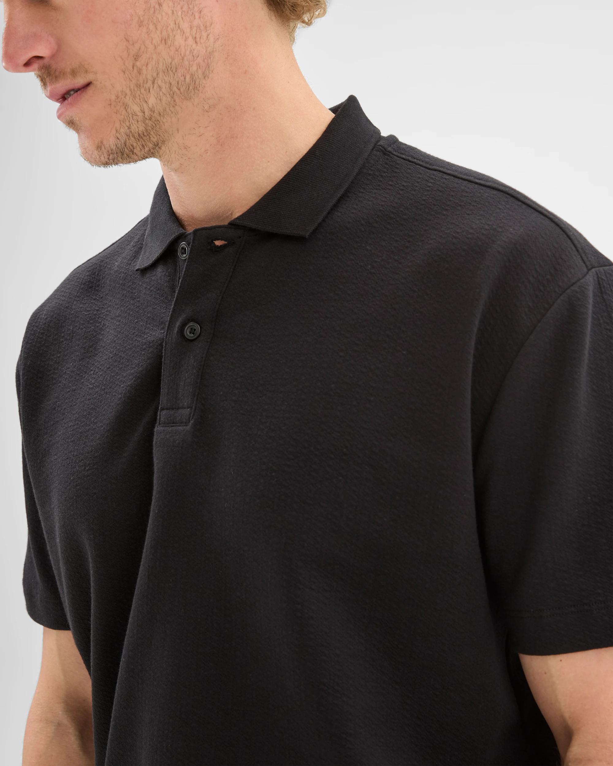 5 Target Australian Cotton Blend Textured Polo Shirt BLACK, 5 of 6