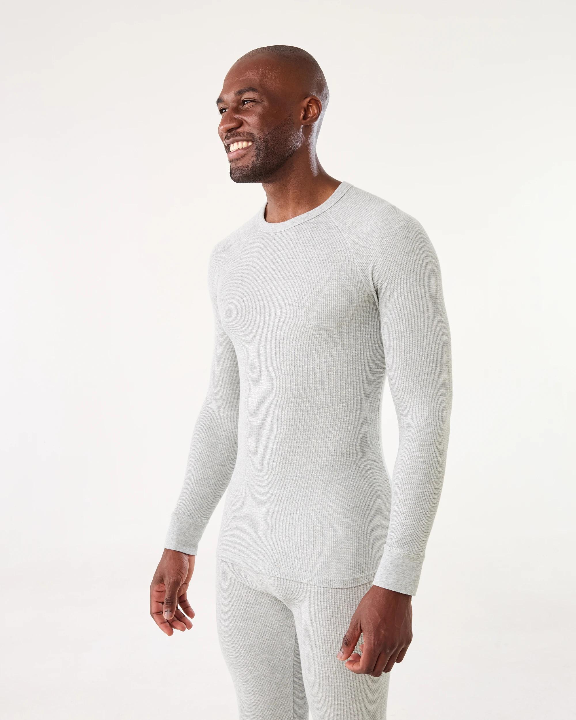 2 Long Sleeve Mini Waffle Thermal Top Grey, 2 of 4