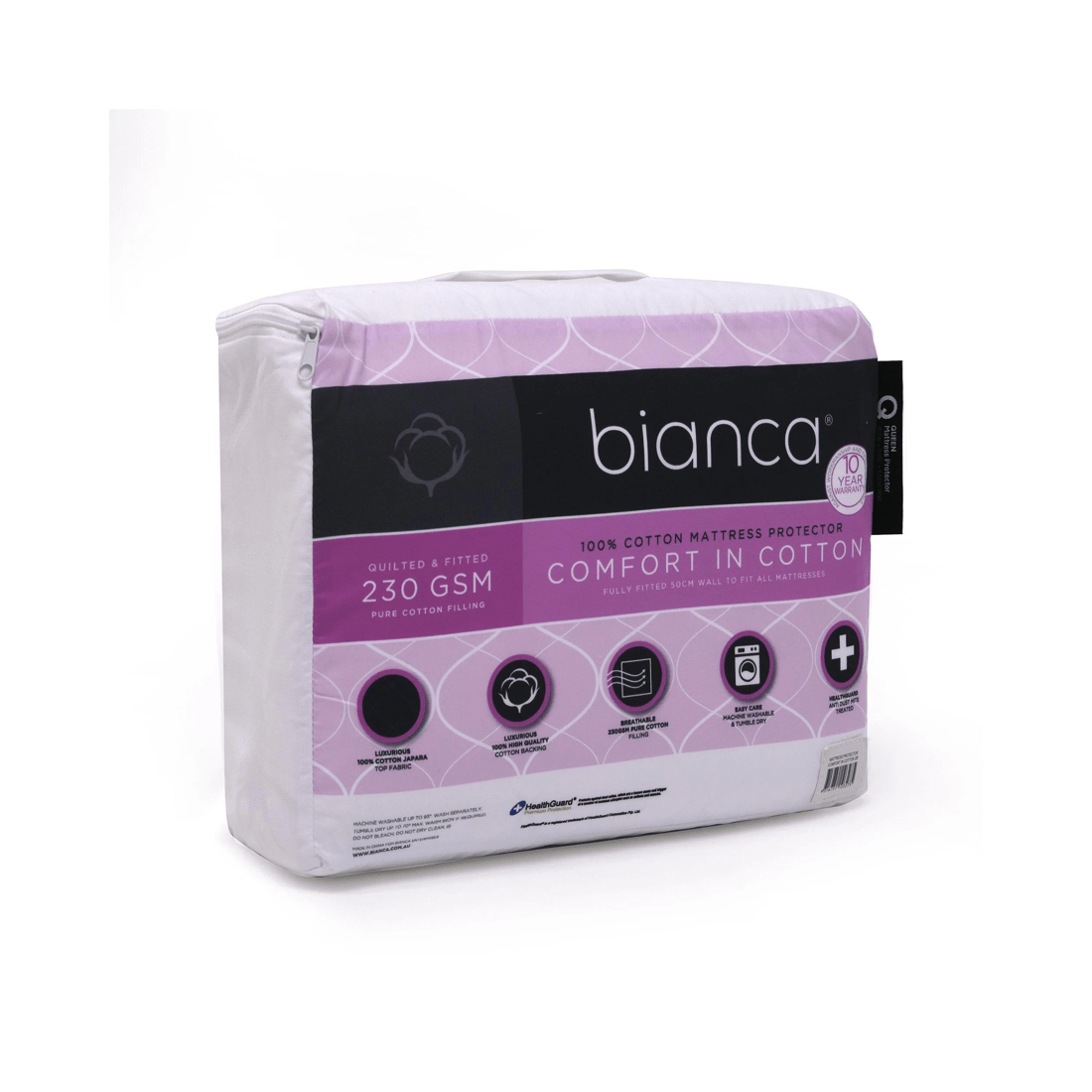 1 Bianca Bedding COMFORT IN COTTON QUILTED MATTRESS PROTECTOR - King - White, 1 of 3