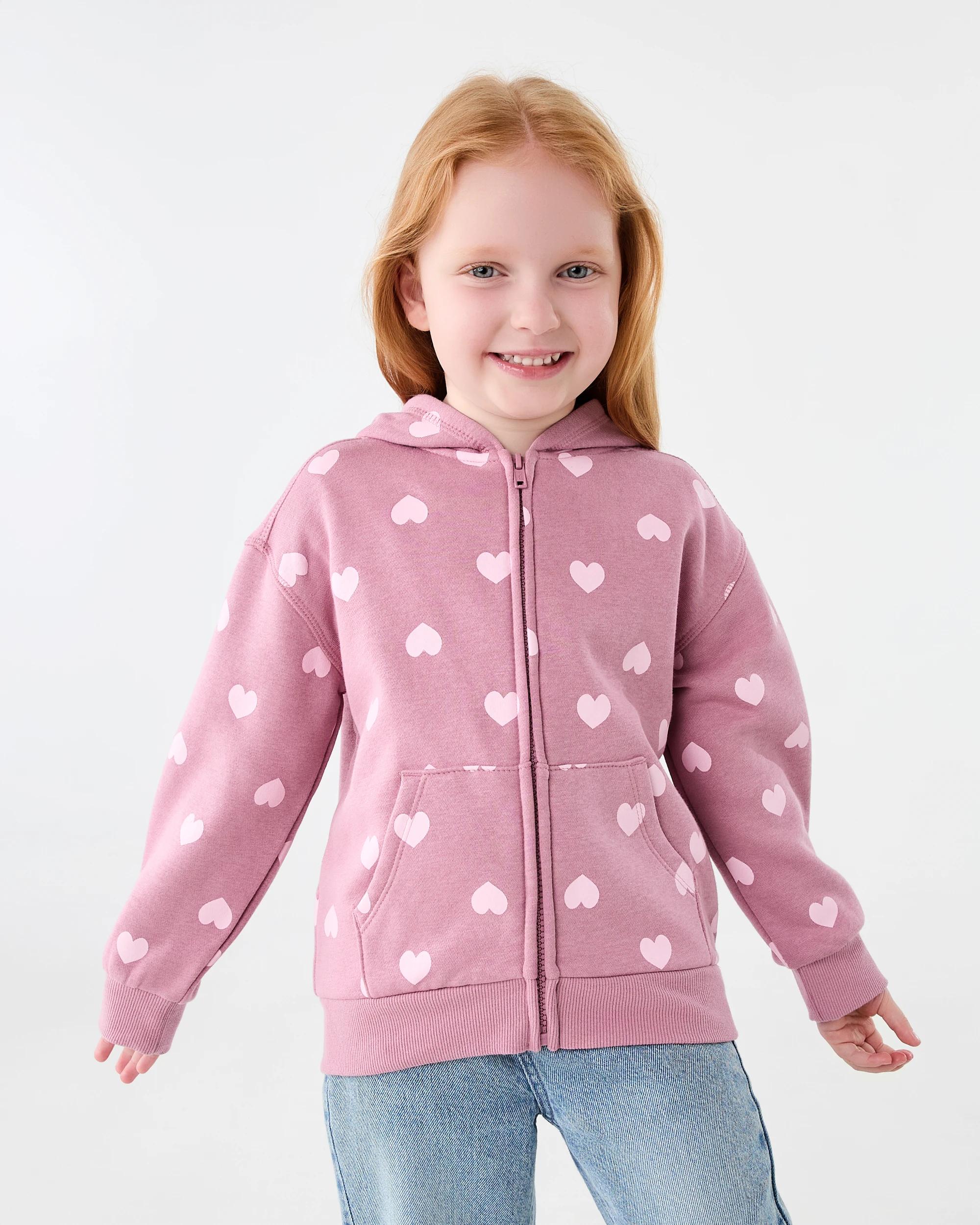 2 Zip Through Hoodie Pink Heart, 2 of 9