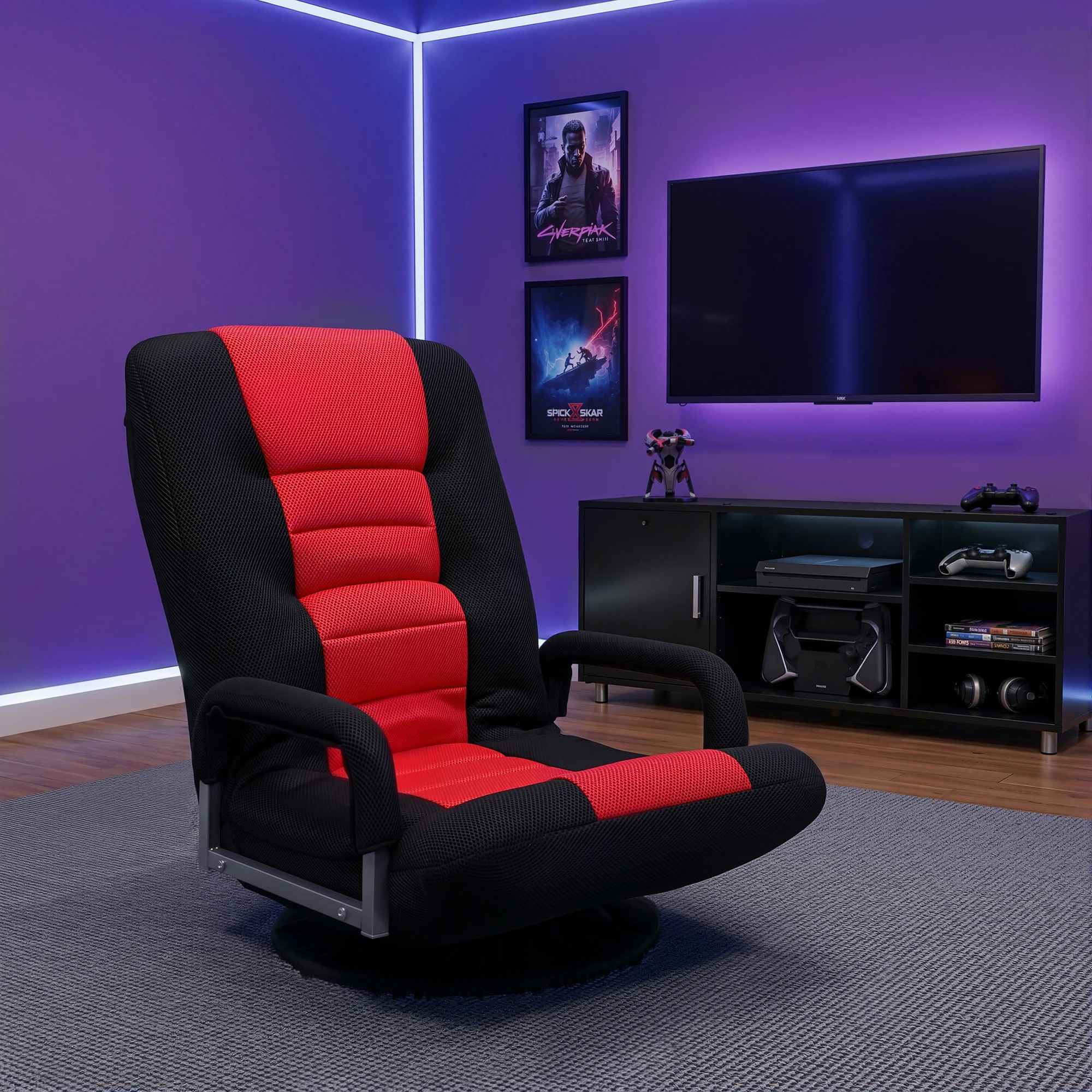 2 Artiss Floor Gaming Chair with 360 Swivel, 6-Position Backrest for Gaming - Multi, 2 of 8