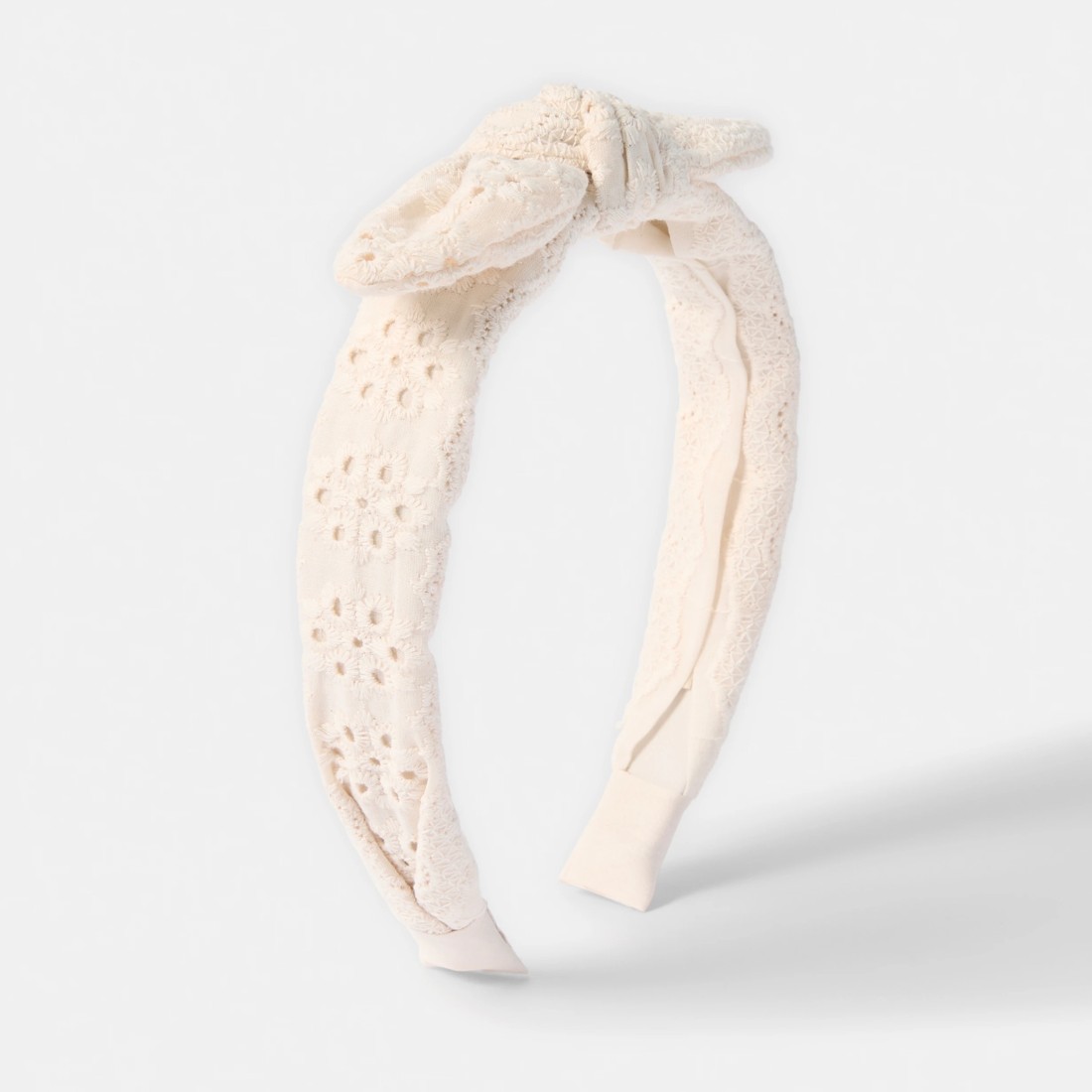 2 Broderie Bow Headband - White, 2 of 5