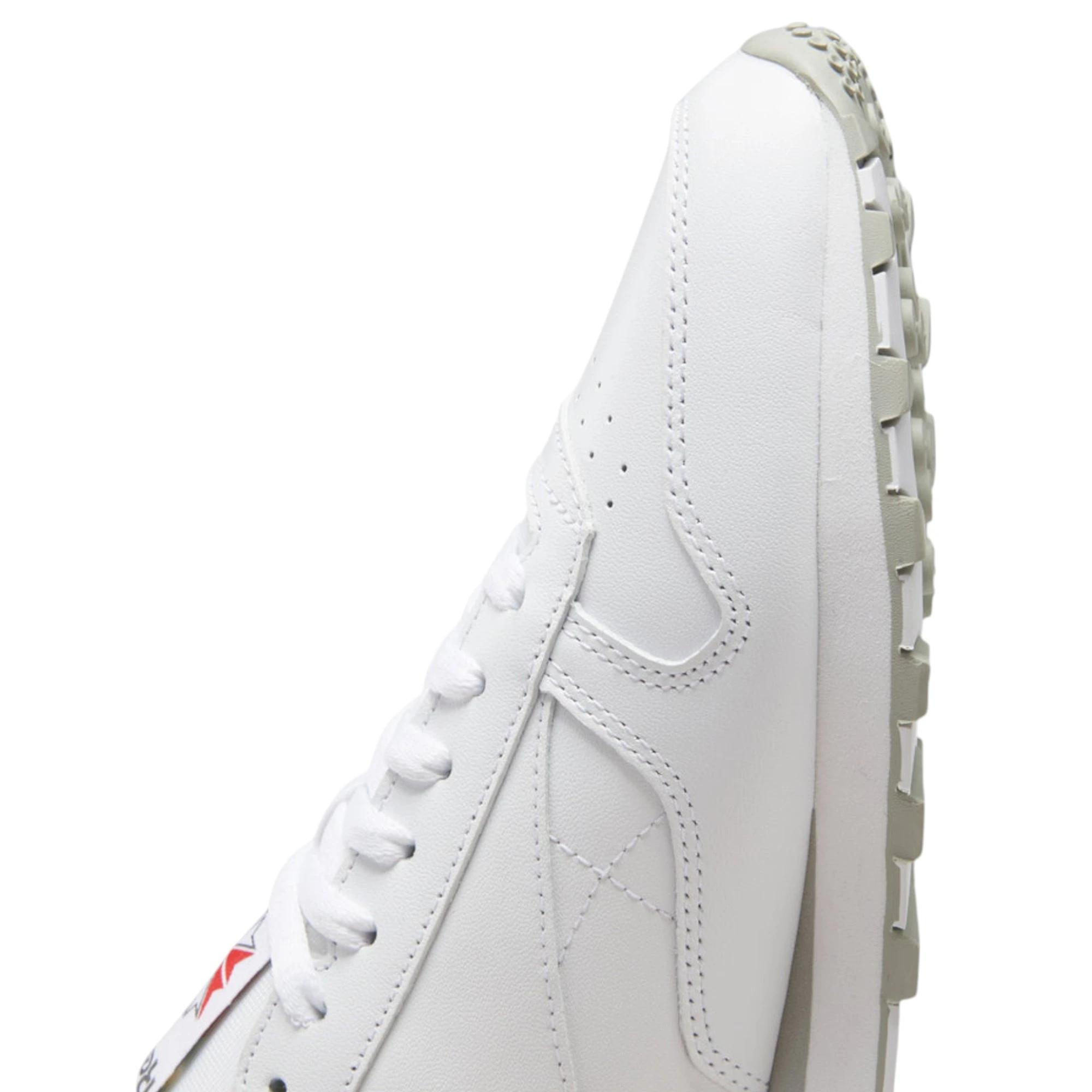 6 Reebok Mens Classic Leather Casual Shoes WHITE/GREY, 6 of 8