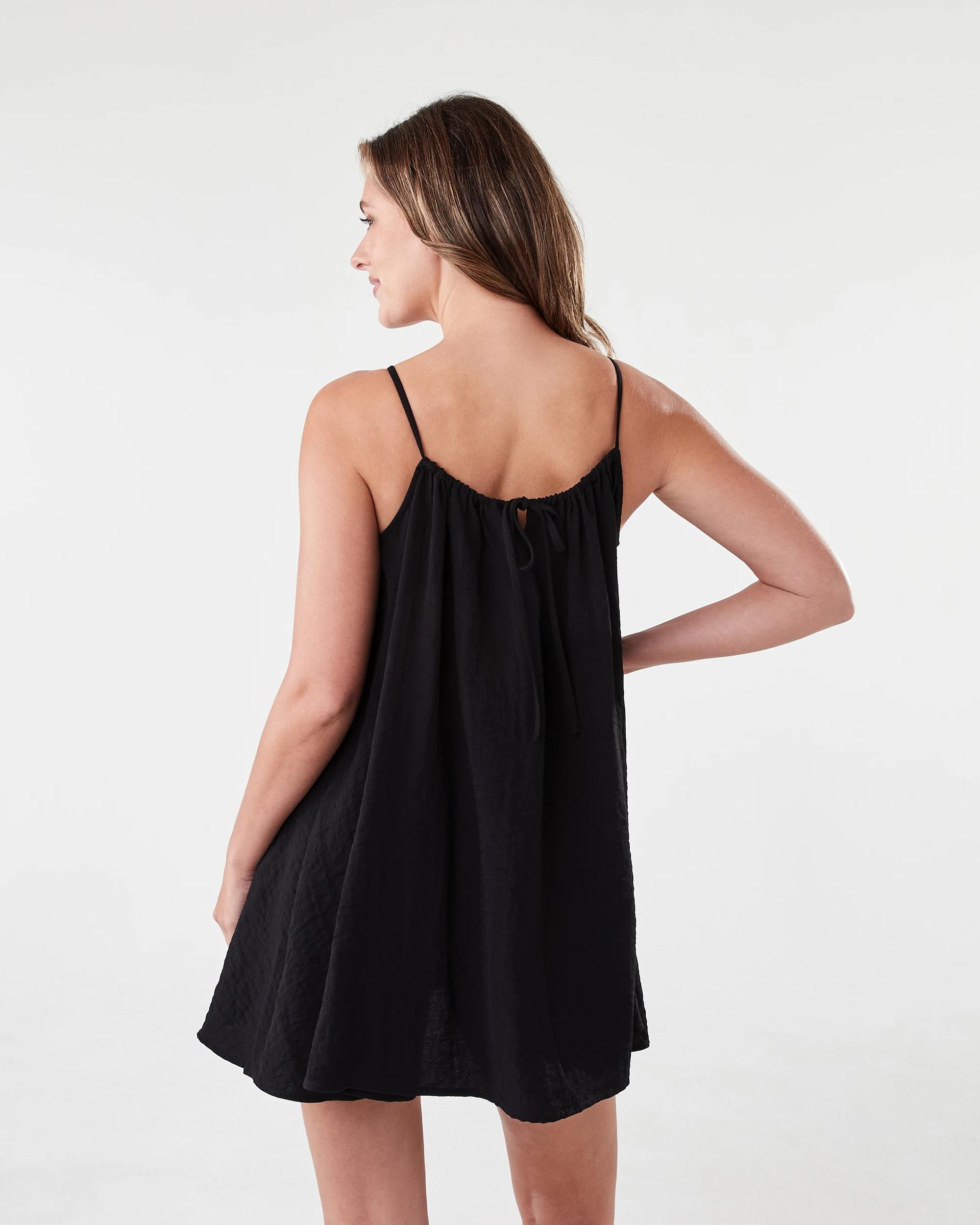 4 Sleeveless Textured Mini Dress Black, 4 of 9