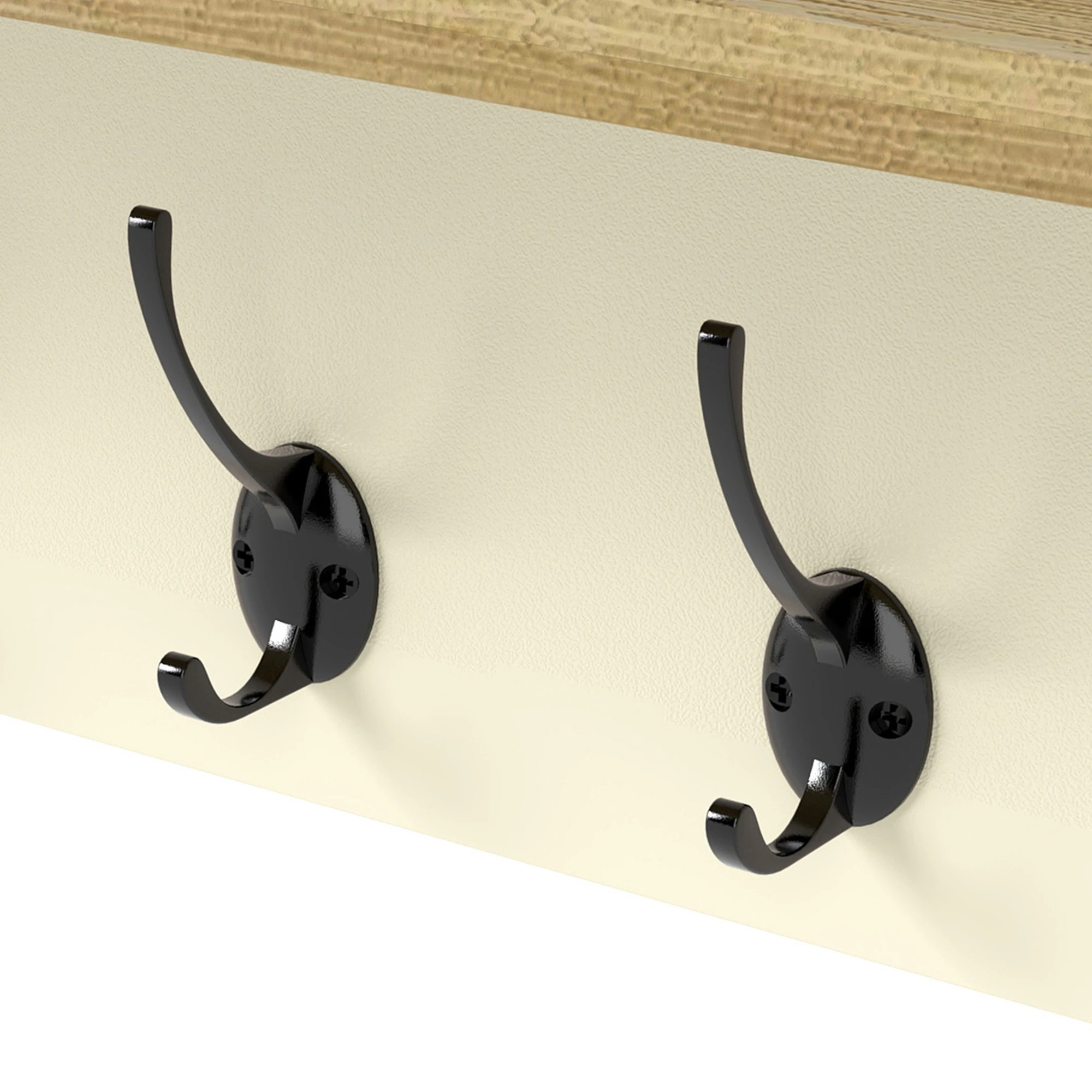 5 Levede Coat Rack Wall Mounted Shelf 7 Double Hooks Cream, 5 of 9