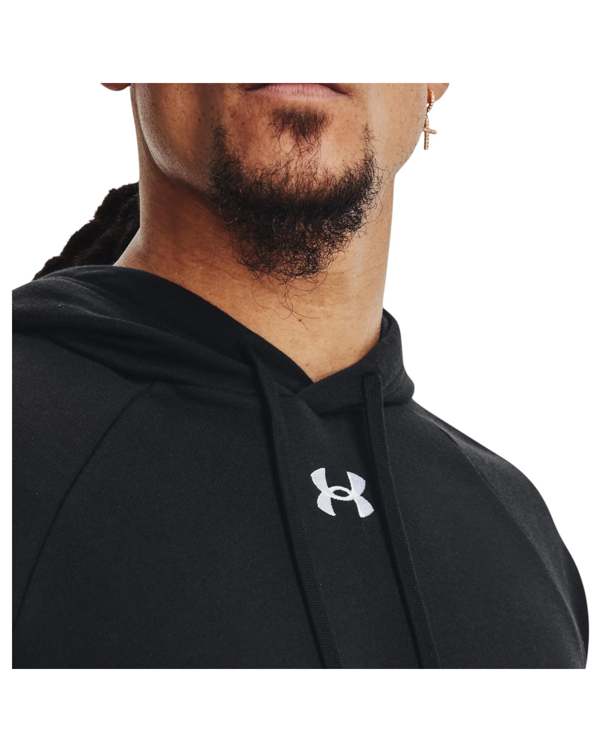 2 Under Armour Mens Rival Fleece Black/ White Hoodie BLACK, 2 of 6