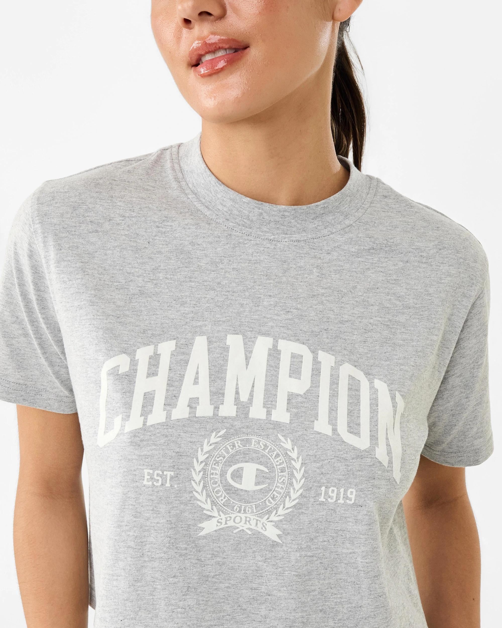 6 Champion Varsity Womens Crop T-shirt Oxford Ht, 6 of 8