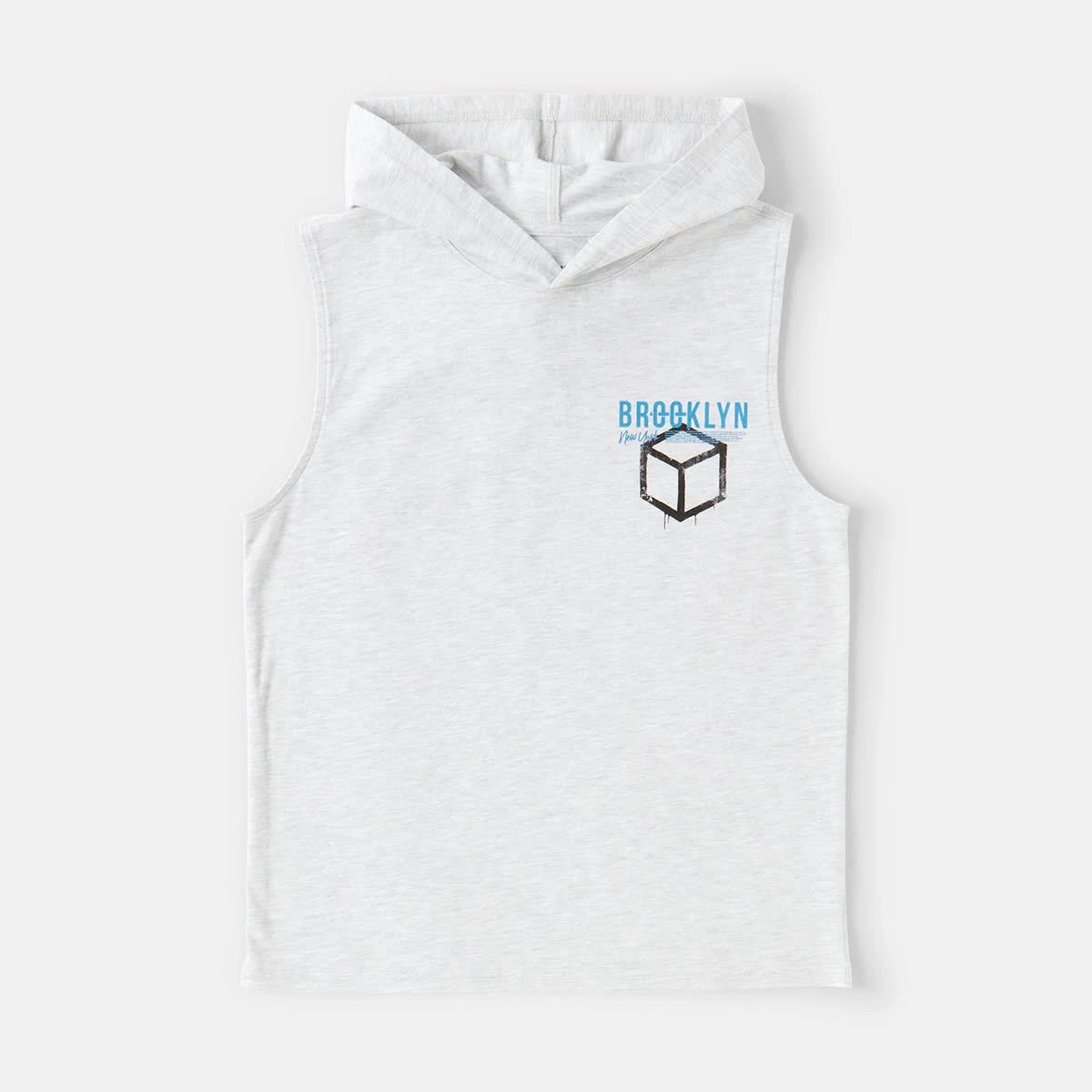 8 Sleeveless Hooded Graphic Muscle White Mrl, 8 of 9