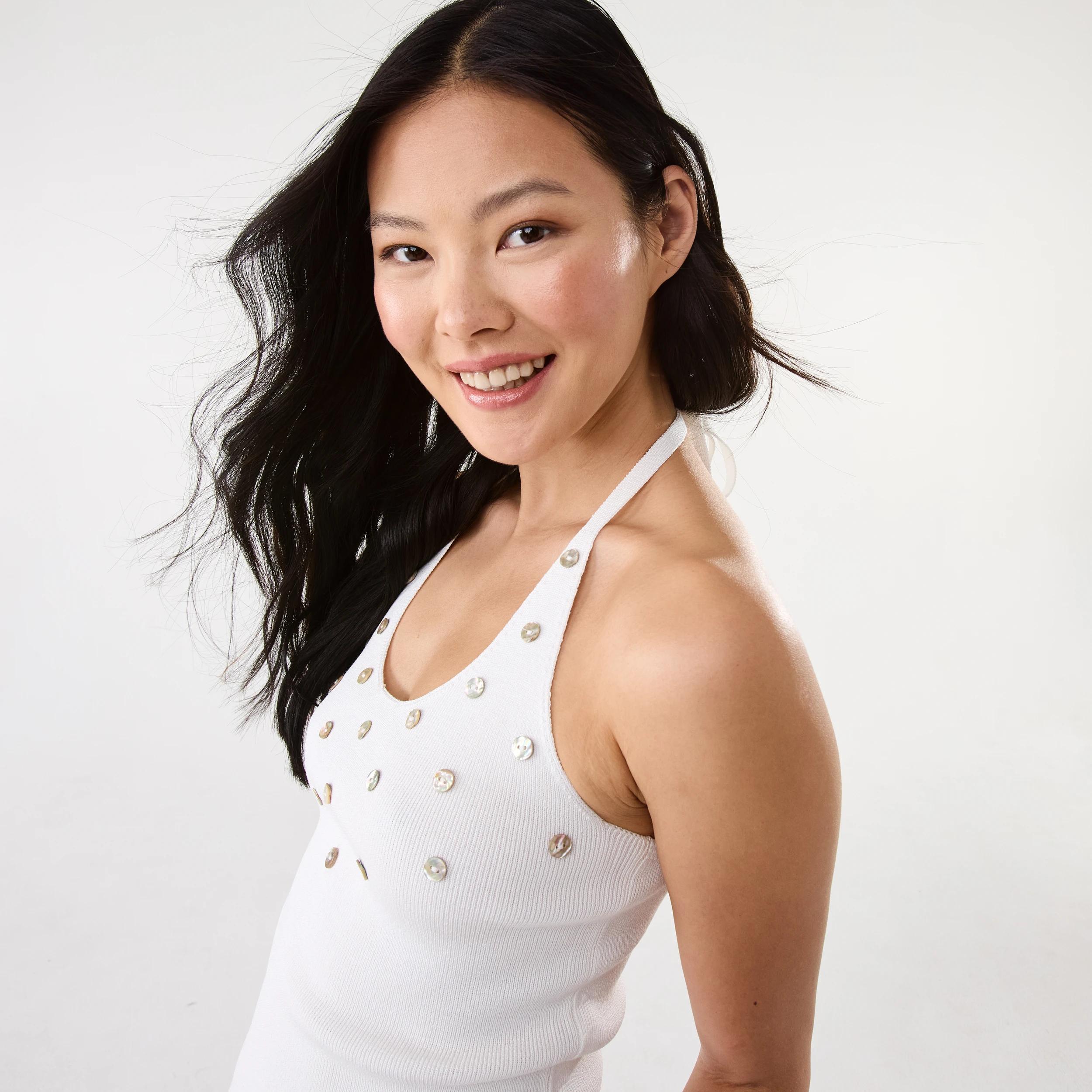 7 Sleeveless Button Detail Top White, 7 of 9