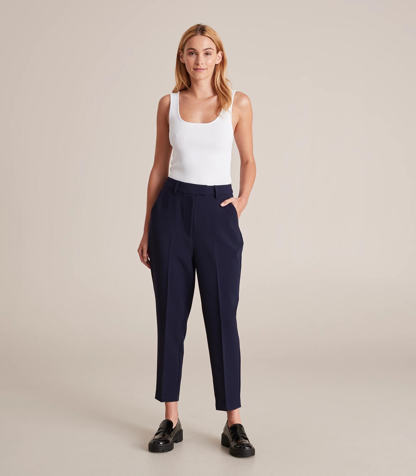 2 High Waist Slim Tapered Ankle Pants - Preview FRENCH NAVY BLUE, 2 of 7