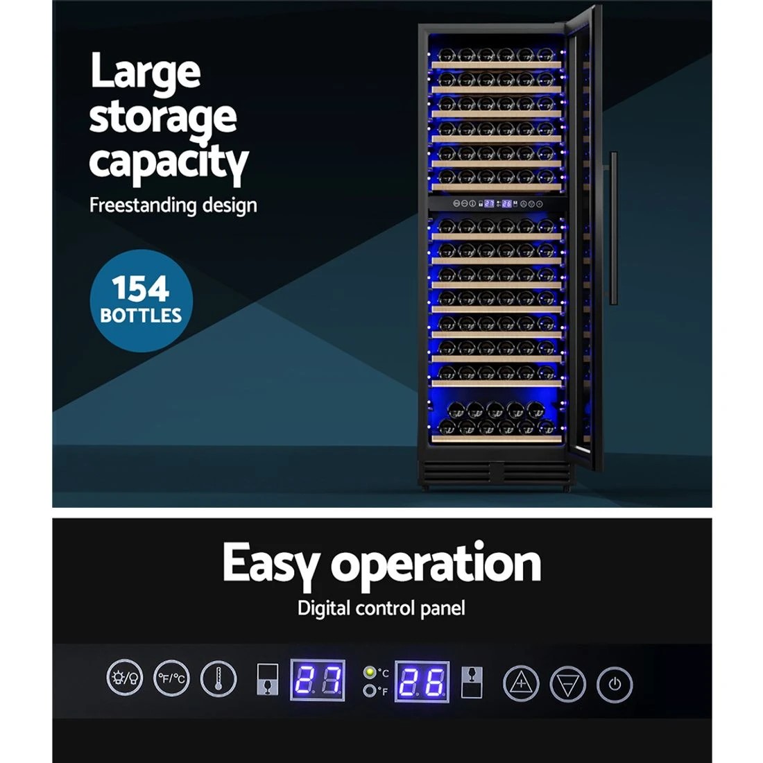 5 Devanti Wine Fridge Cooler Dual Zone 154 Bottles - Black, 5 of 7