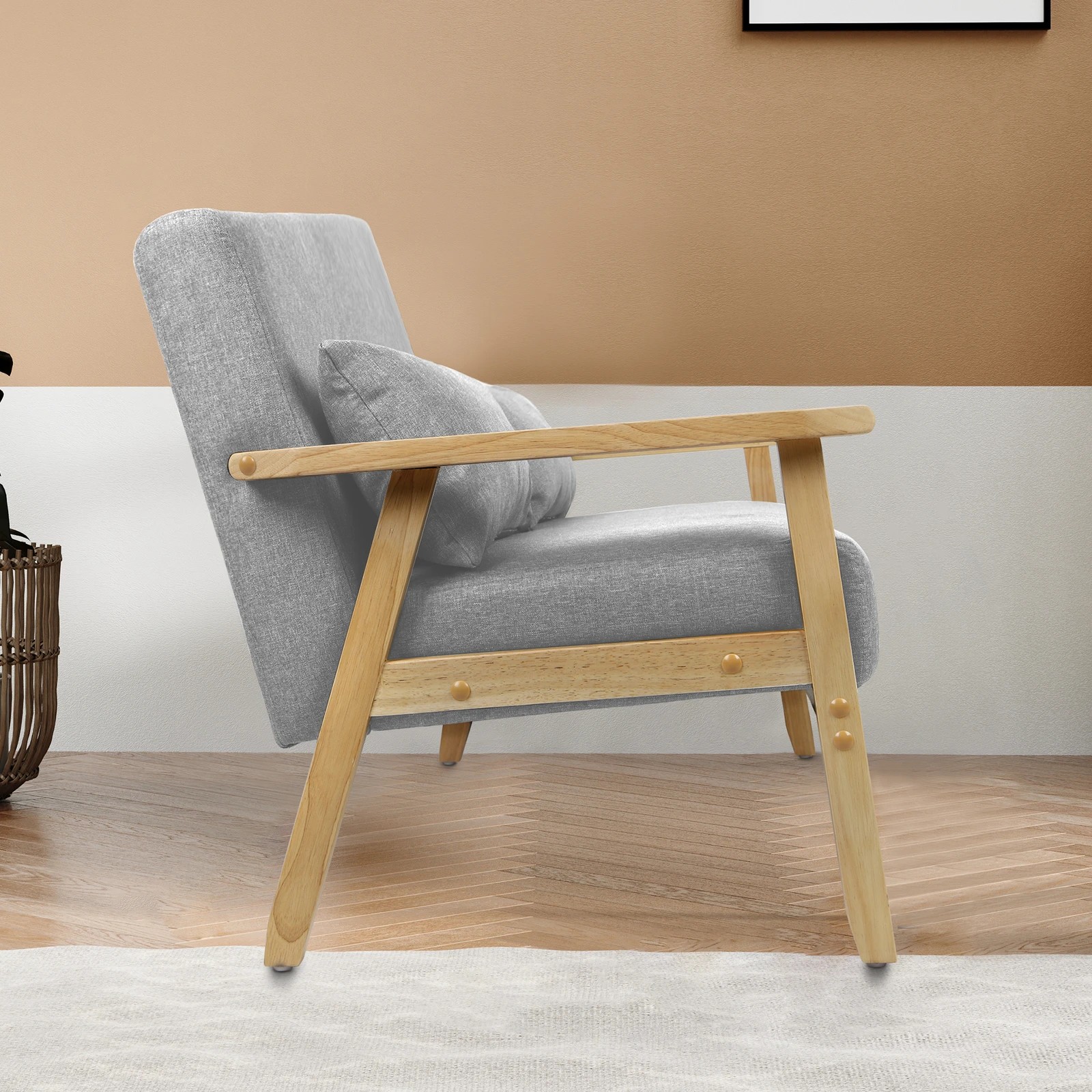 5 Alfordson 2 Seater Sofa Lounge Chair Fabric Loveseat Armchair Accent Chair - Light Grey, 5 of 10