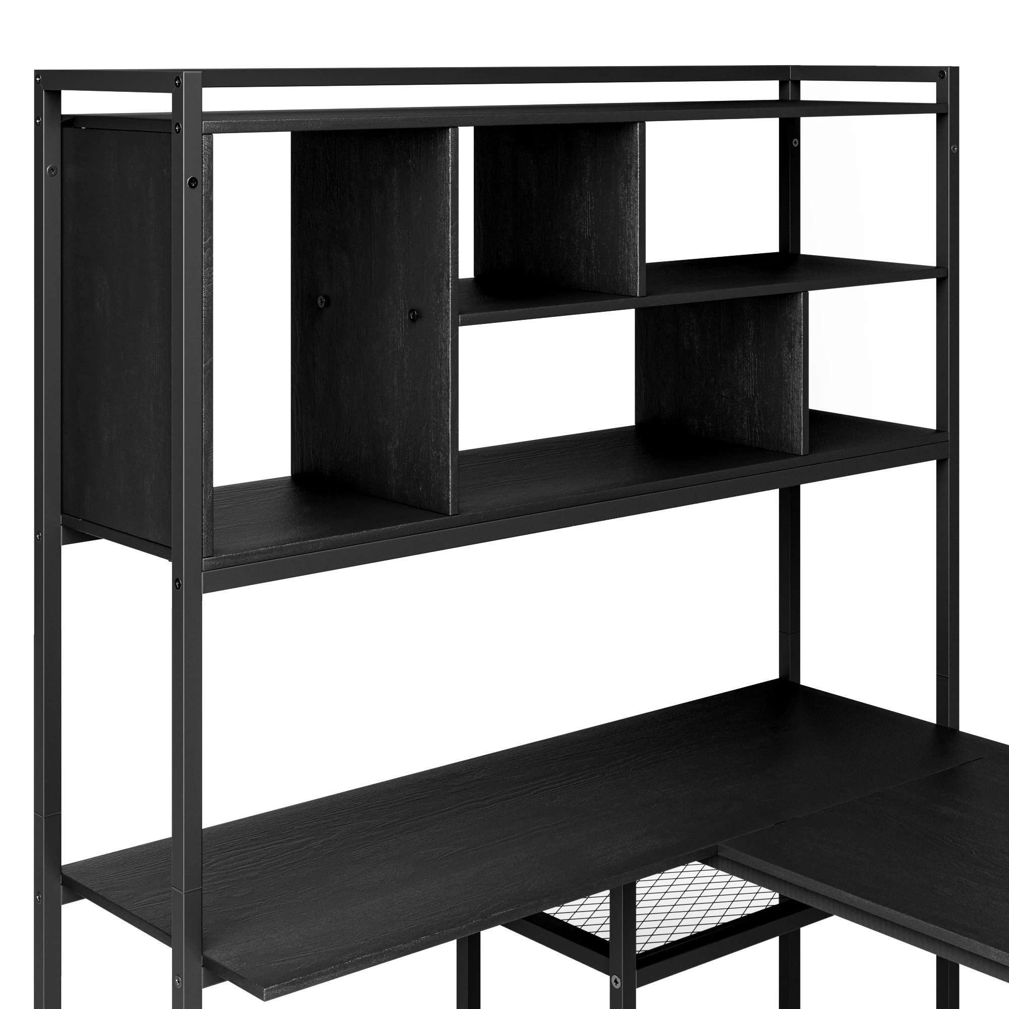 5 Advwin L Shaped Gaming Desk With Led Lights Reversible 148cm Computer Desk With 3 Drawers And Bookshelf, 5 of 8
