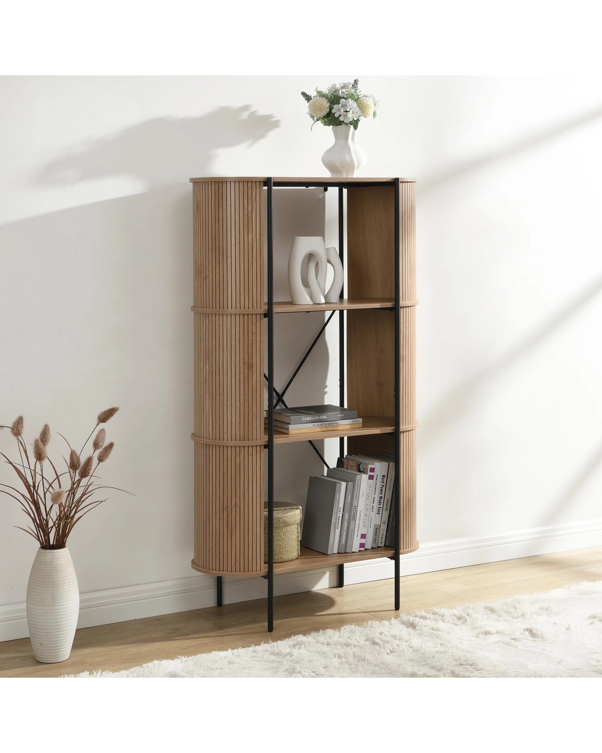 3 Kodu Bookcase Open Shelving 3 Tier Oak - Black, 3 of 10