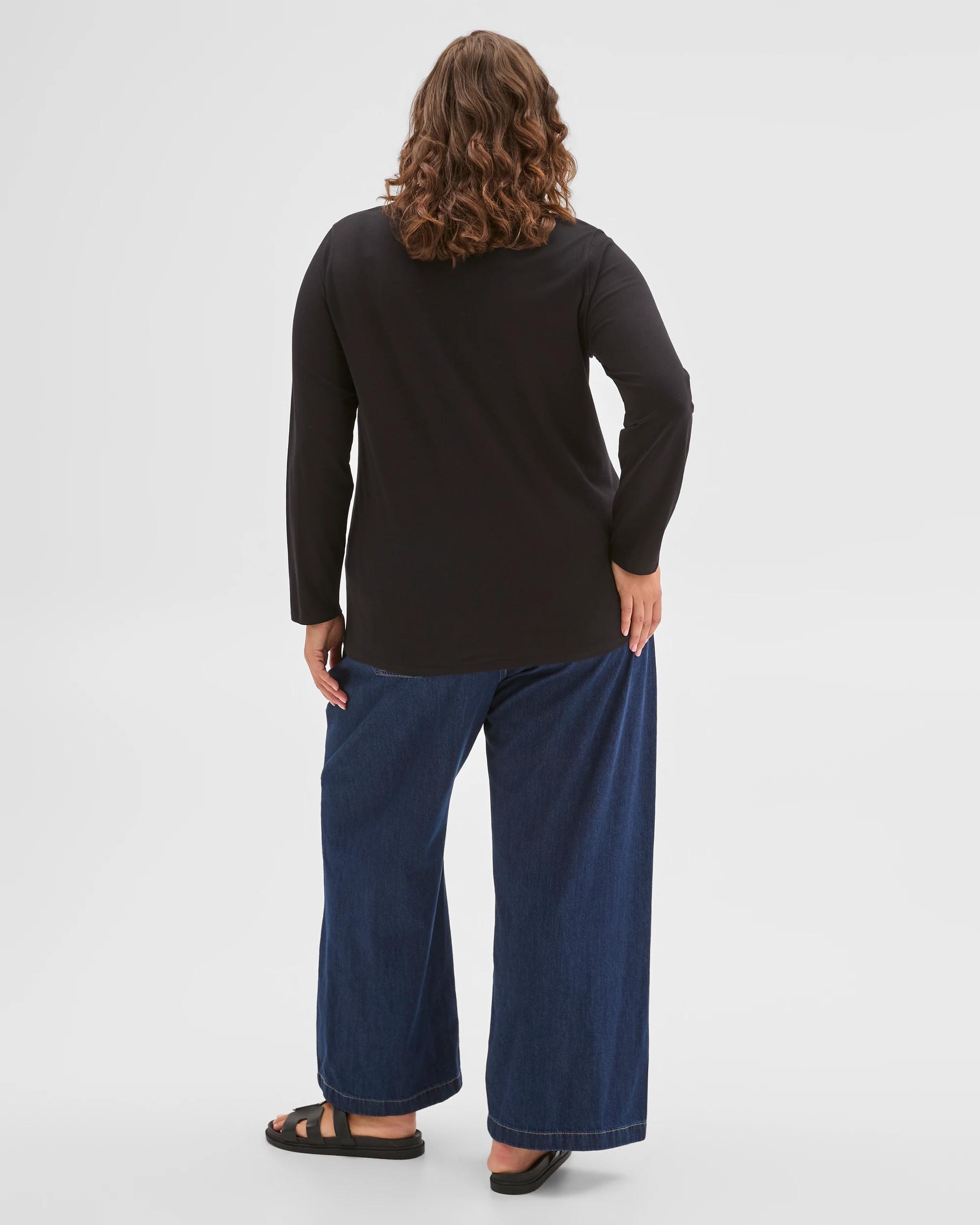 4 Target Plus Size Australian Cotton Long Sleeve Crew T-Shirt BLACK, 4 of 6