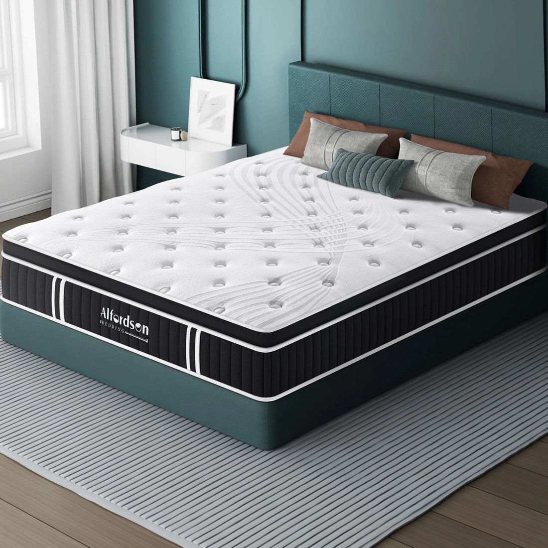 2 Alfordson Mattress Euro Top Spring Foam Bedding 22CM Medium Firm - King Single Size, 2 of 10