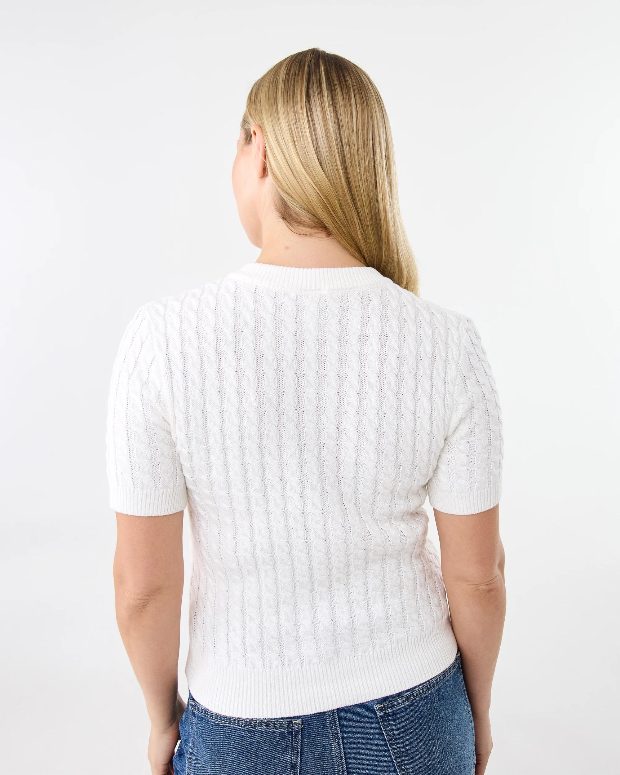 3 Short Sleeve Lightweight Cable Cardigan Cld White, 3 of 7