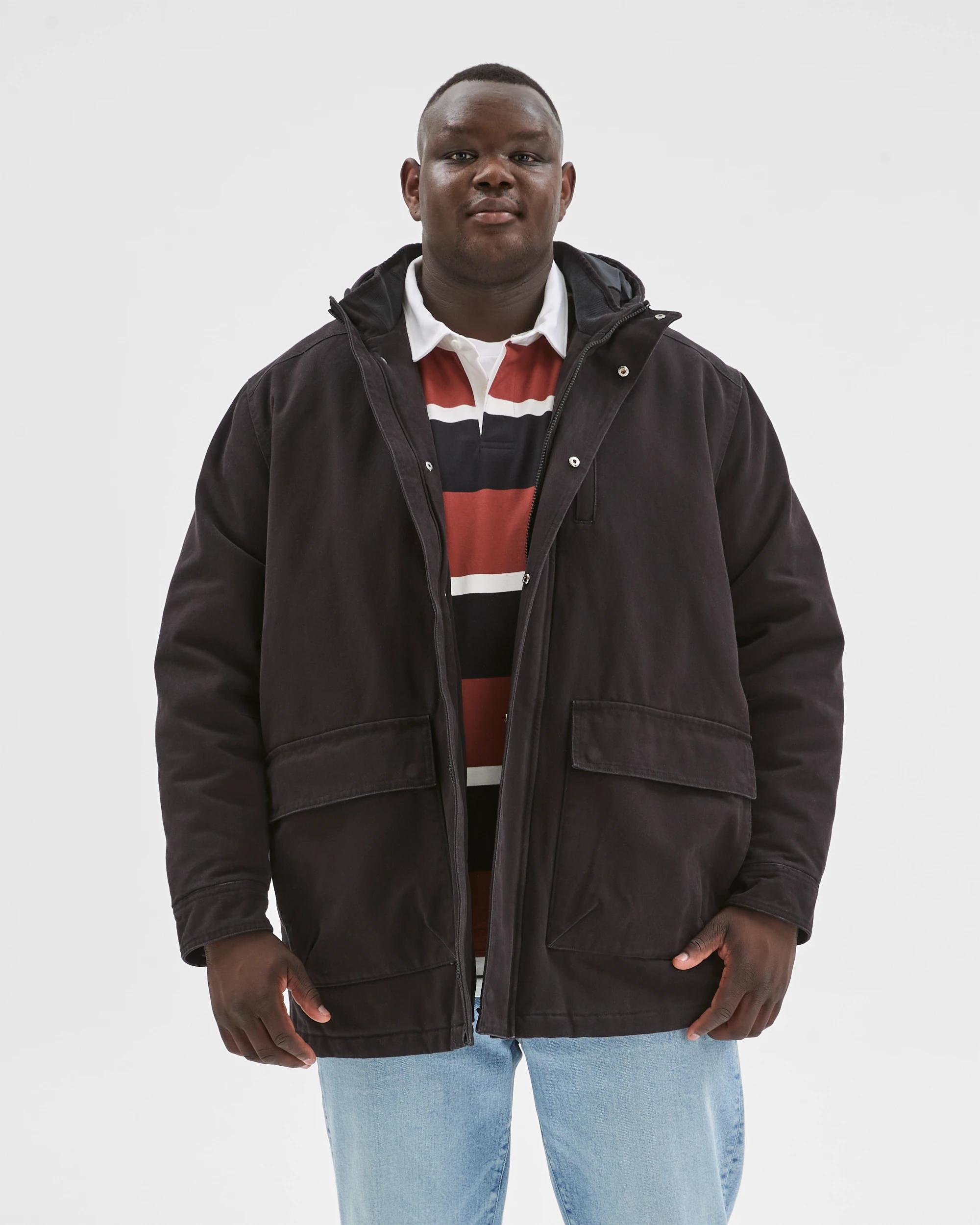 1 Target Man Plus Plus Size Australian Cotton Canvas Parka Jacket BLACK, 1 of 7