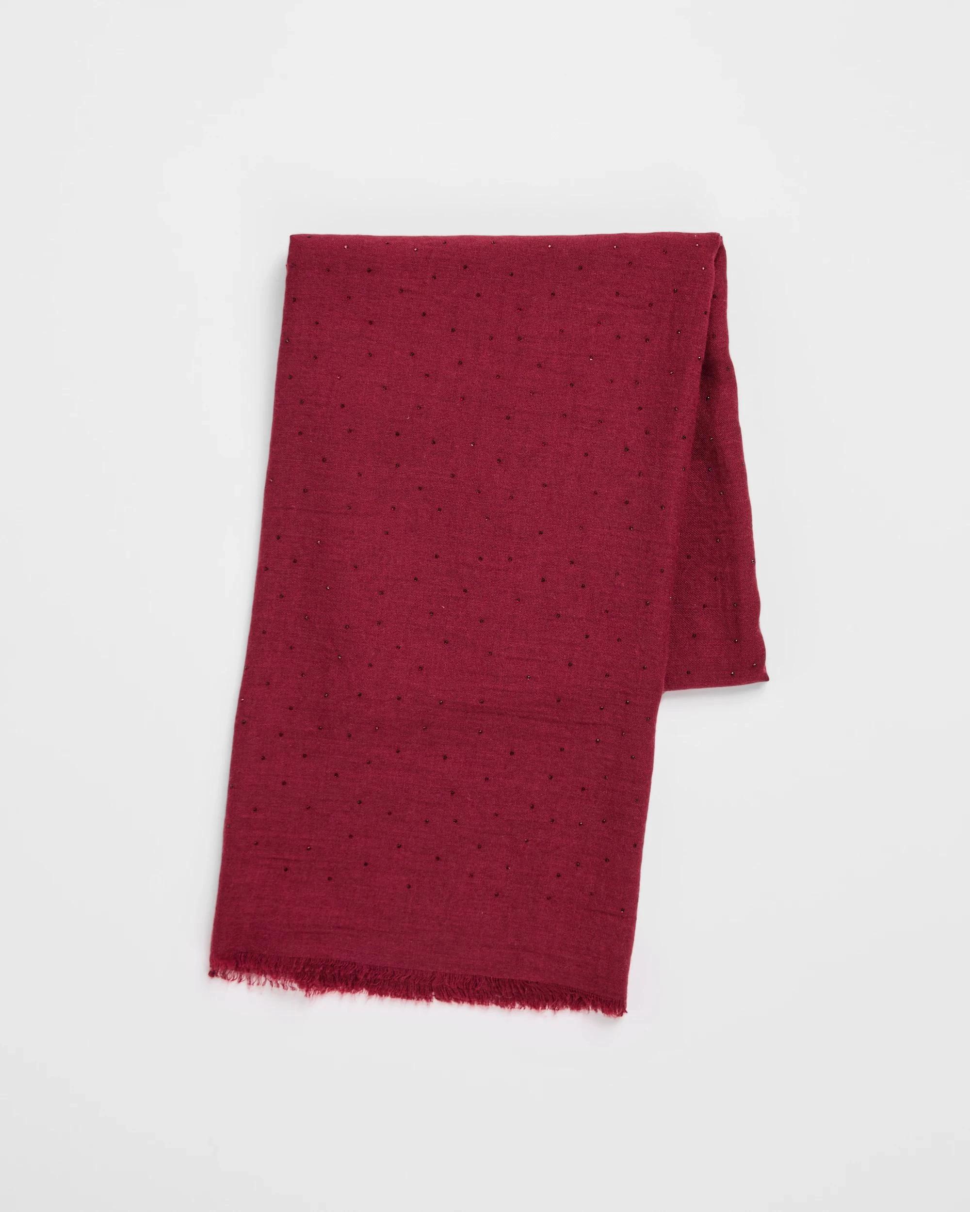 1 Target Woman Lightweight Embellished Scarf BURGUNDY, 1 of 2