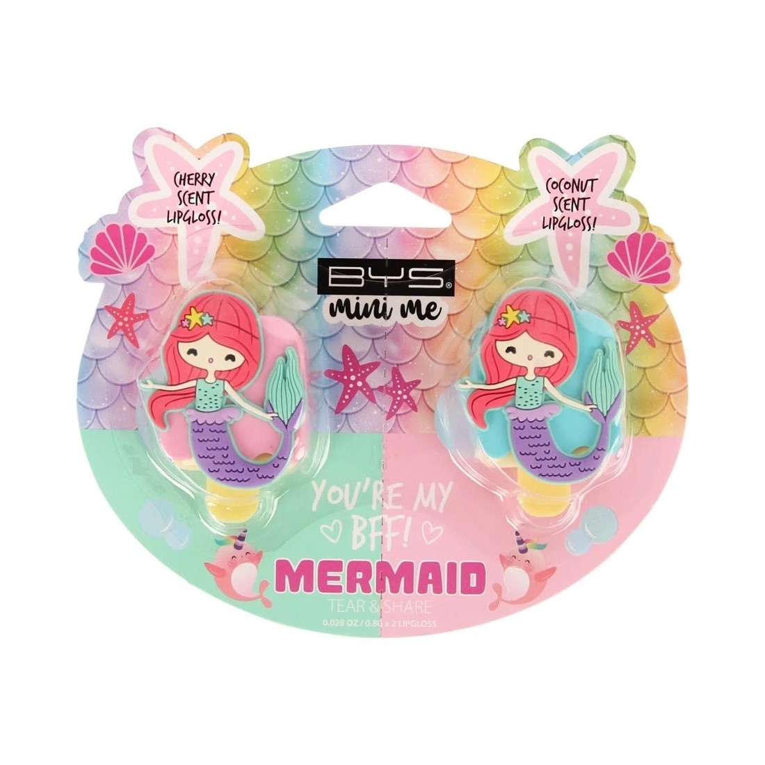 1 BYS Mini Me 2 Pack Mermaid Tear & Share Lip Glosses - Cherry and Coconut Scent, 1 of 2