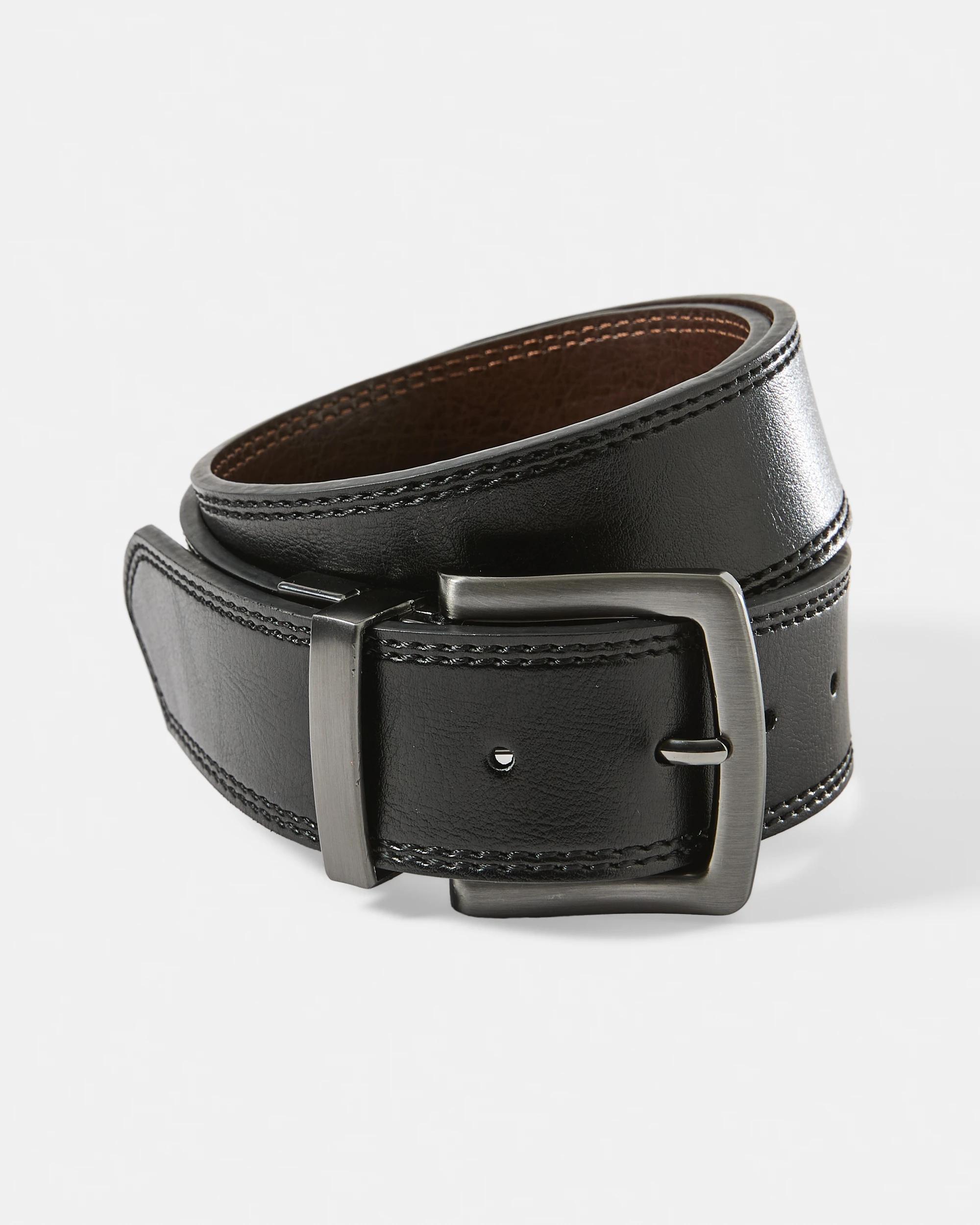 1 Reversible Leather Belt Black Tan, 1 of 7