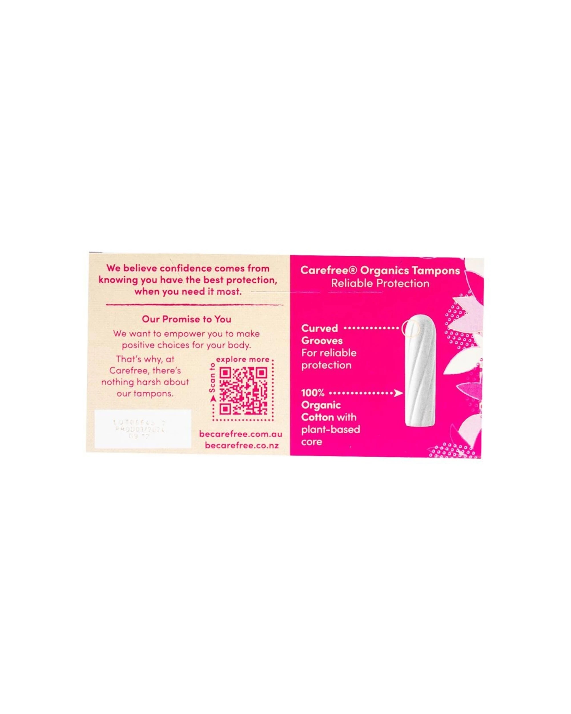 3 Carefree 384pc Organics Regular Cotton Tampons Curved Grooves Reliable - Multi, 3 of 3
