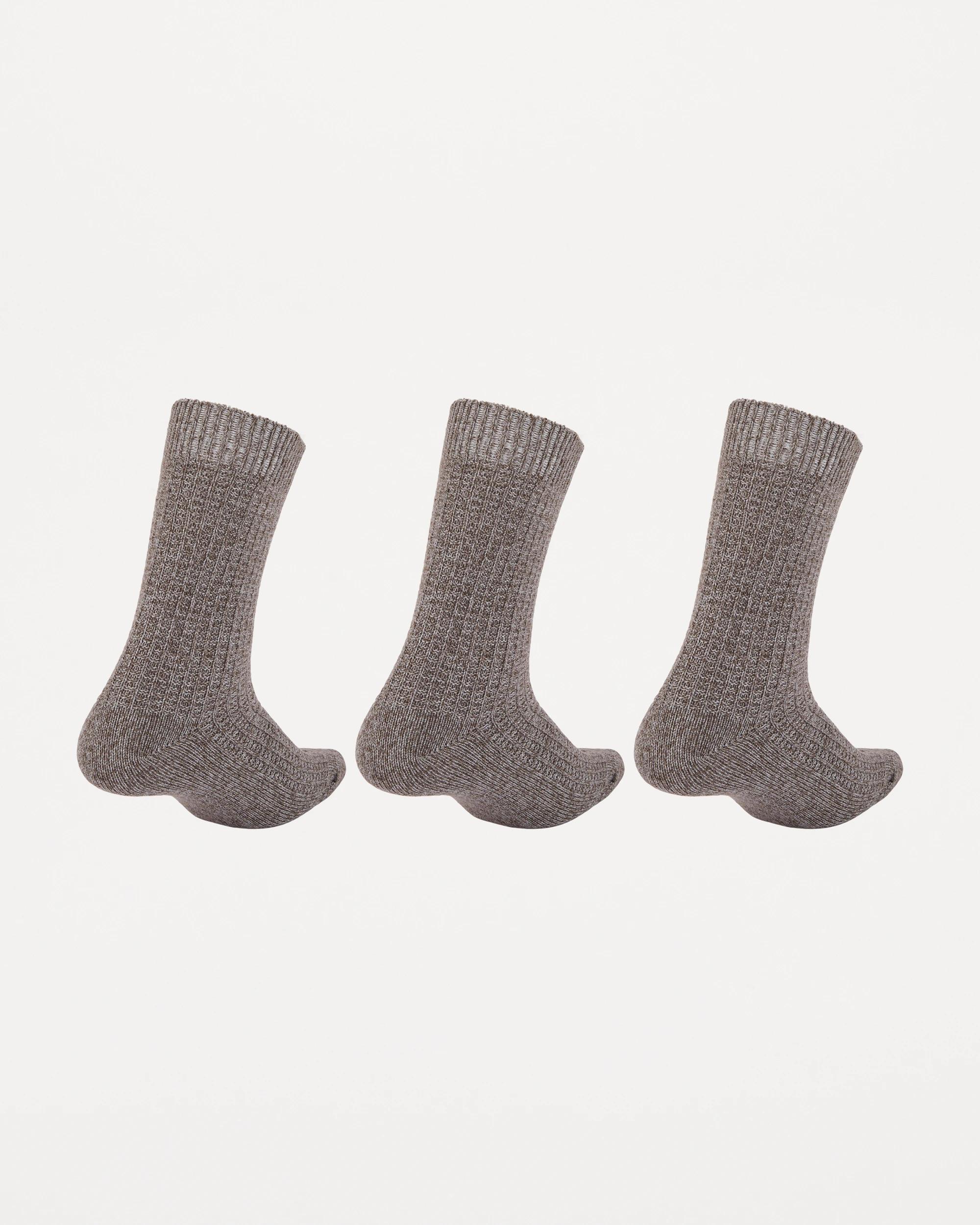 2 3 Pack Chunky Crew Socks Oatmeal, 2 of 3