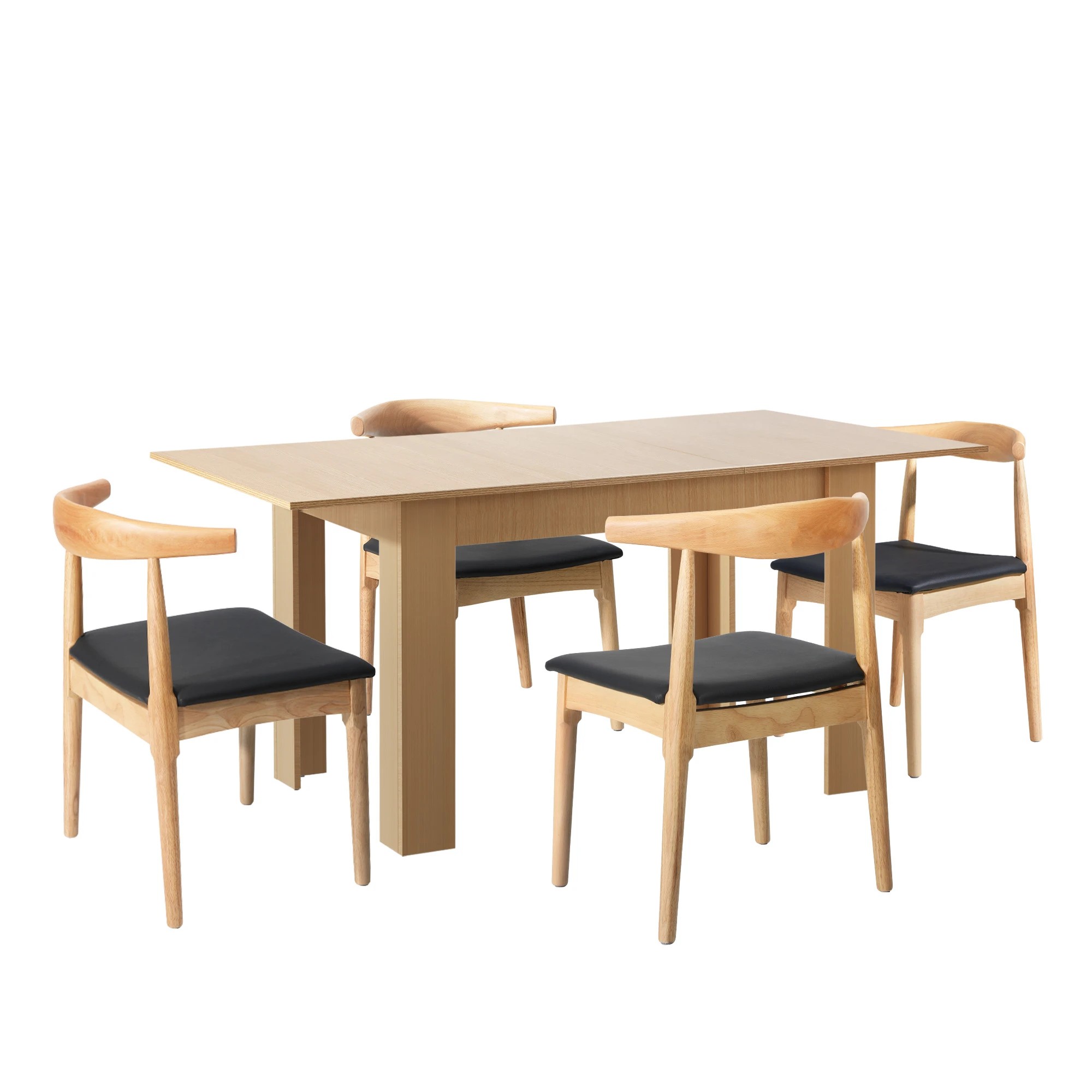 1 Oikiture 5pcs Dining Table Set 1.6m Extendable Dining Table And Chairs Pu Leather Padded Seat
 - Multi, 1 of 8