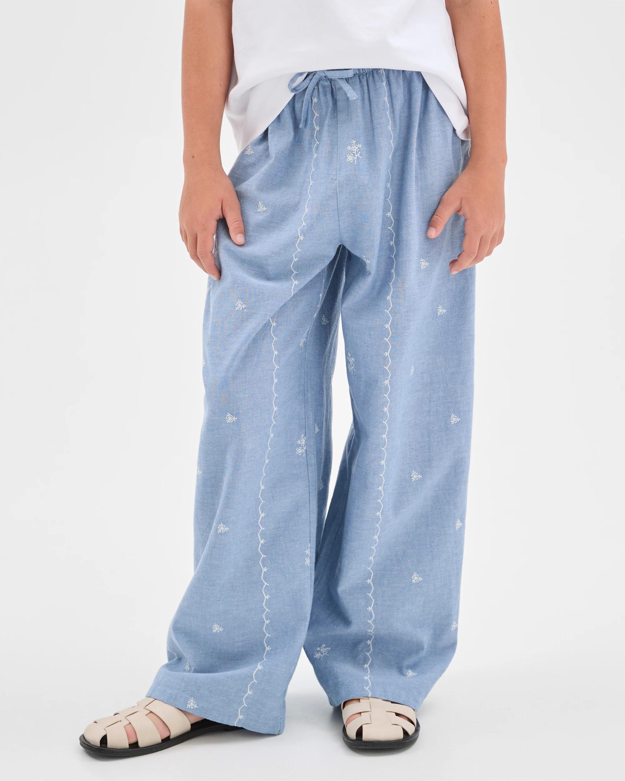 3 Target Kids Woven Wide Leg Pants CHAMBRAY, 3 of 6