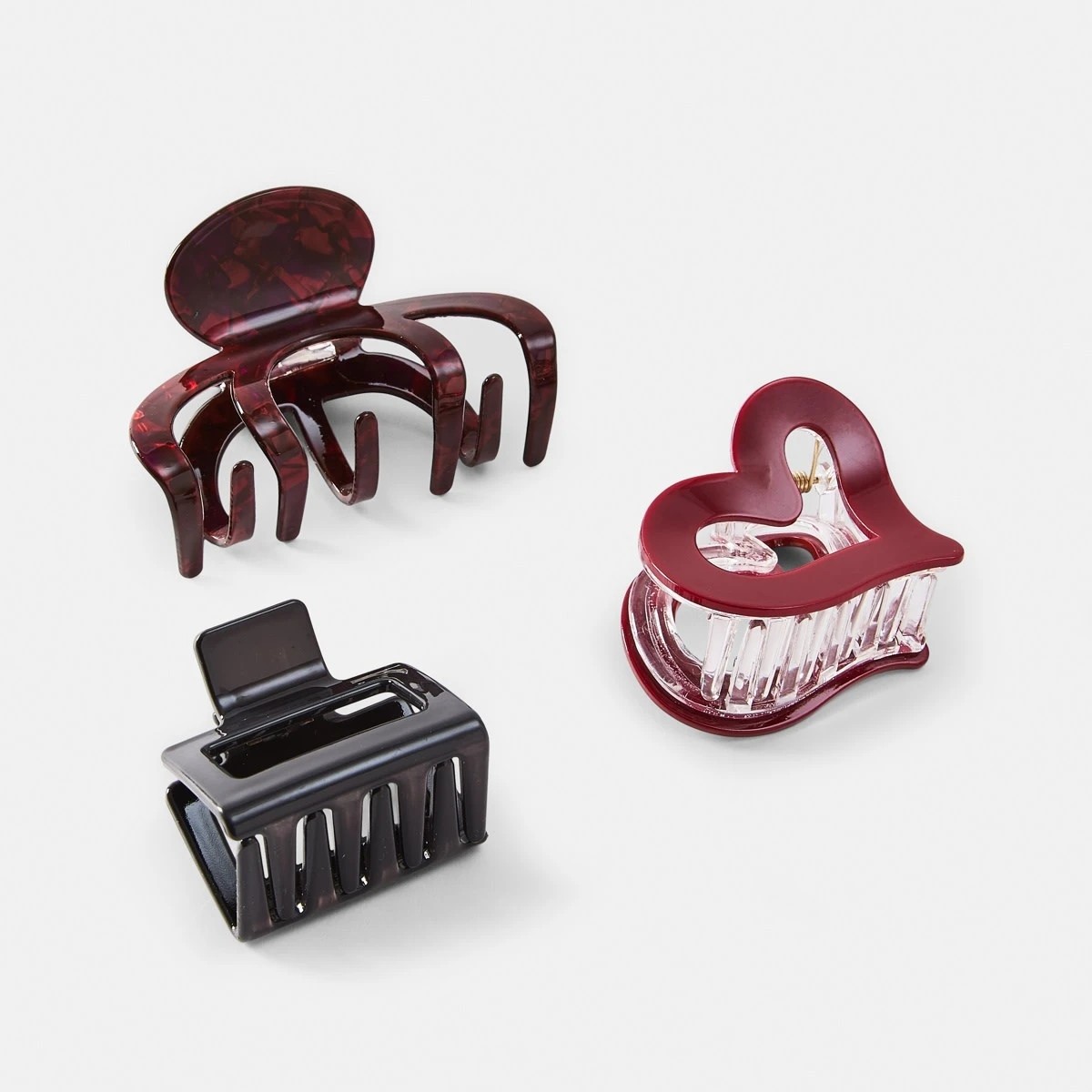 2 3 Pack Red and Black Mix Statement Claw Hair Clips, 2 of 4